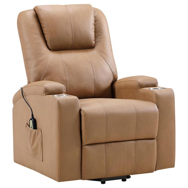 Coaster Furniture Armstrong 609476P Upholstered Power Lift Massage Recliner - Camel