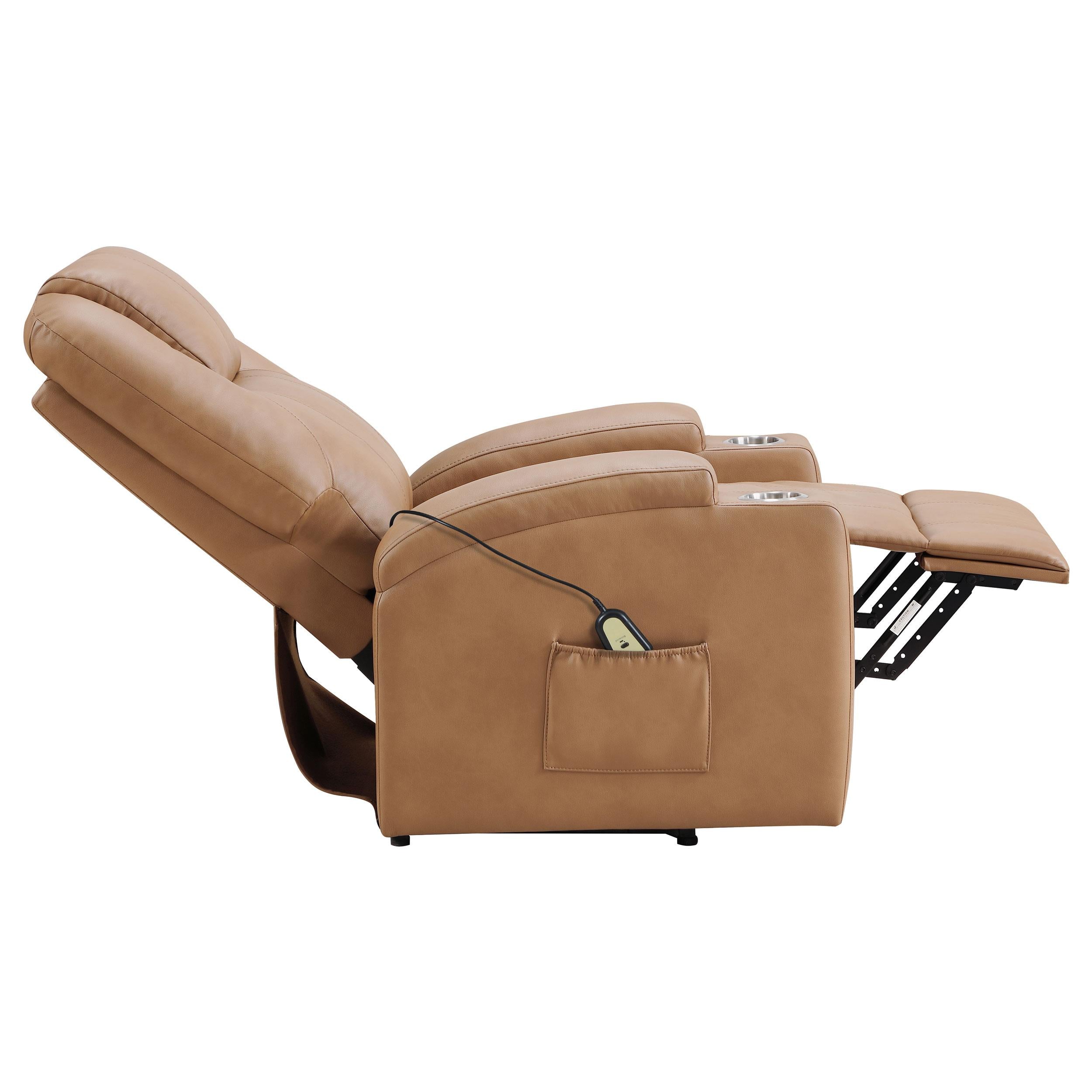  Coaster Furniture Armstrong 609476P Upholstered Power Lift Massage Recliner - Camel IMAGE 7