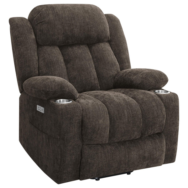 Coaster Furniture Houston 603233P Upholstered Power Lift Recliner Chair - Dark Brown