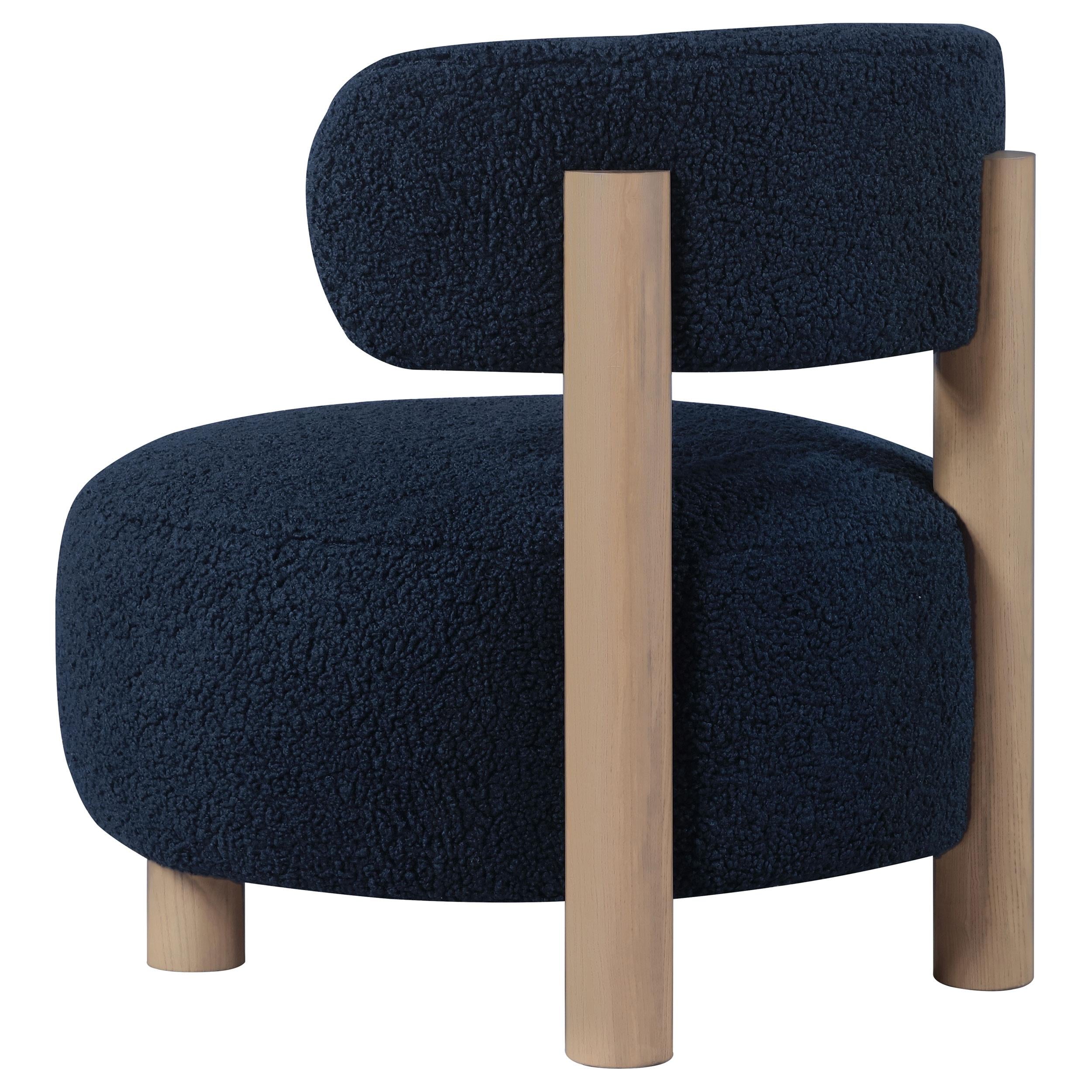  Coaster Furniture Zonie 903168 Boucle Upholstered Barrel Back Accent Chair - Blue IMAGE 5