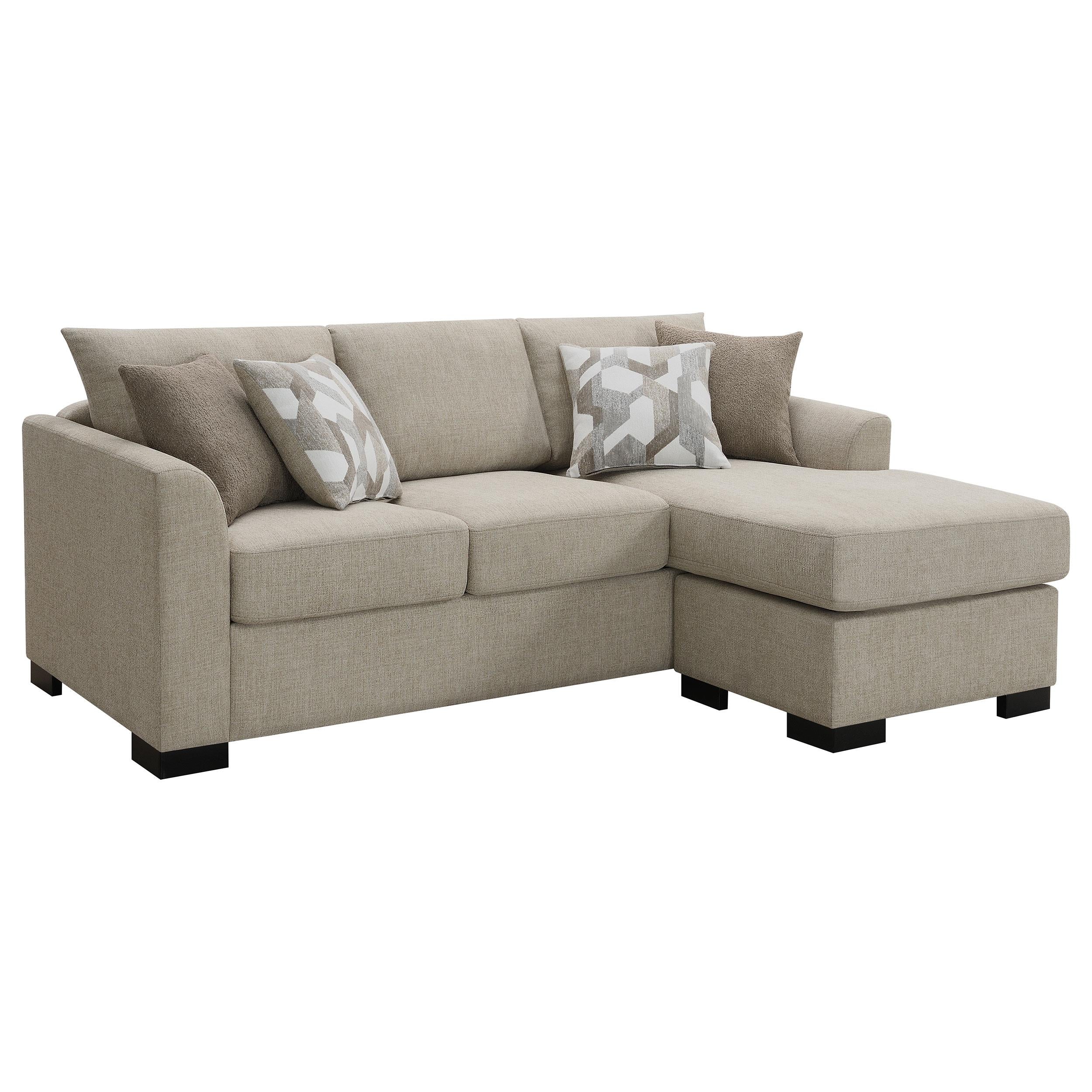  Coaster Furniture Storey 504778 Upholstered Sleeper Sectional Chaise Sofa - Camel IMAGE 1