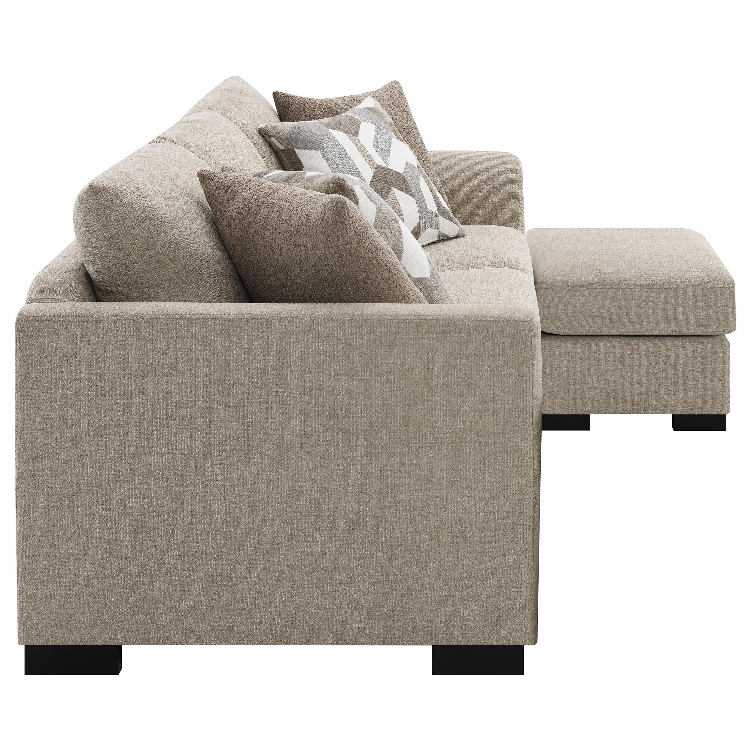  Coaster Furniture Storey 504778 Upholstered Sleeper Sectional Chaise Sofa - Camel IMAGE 12