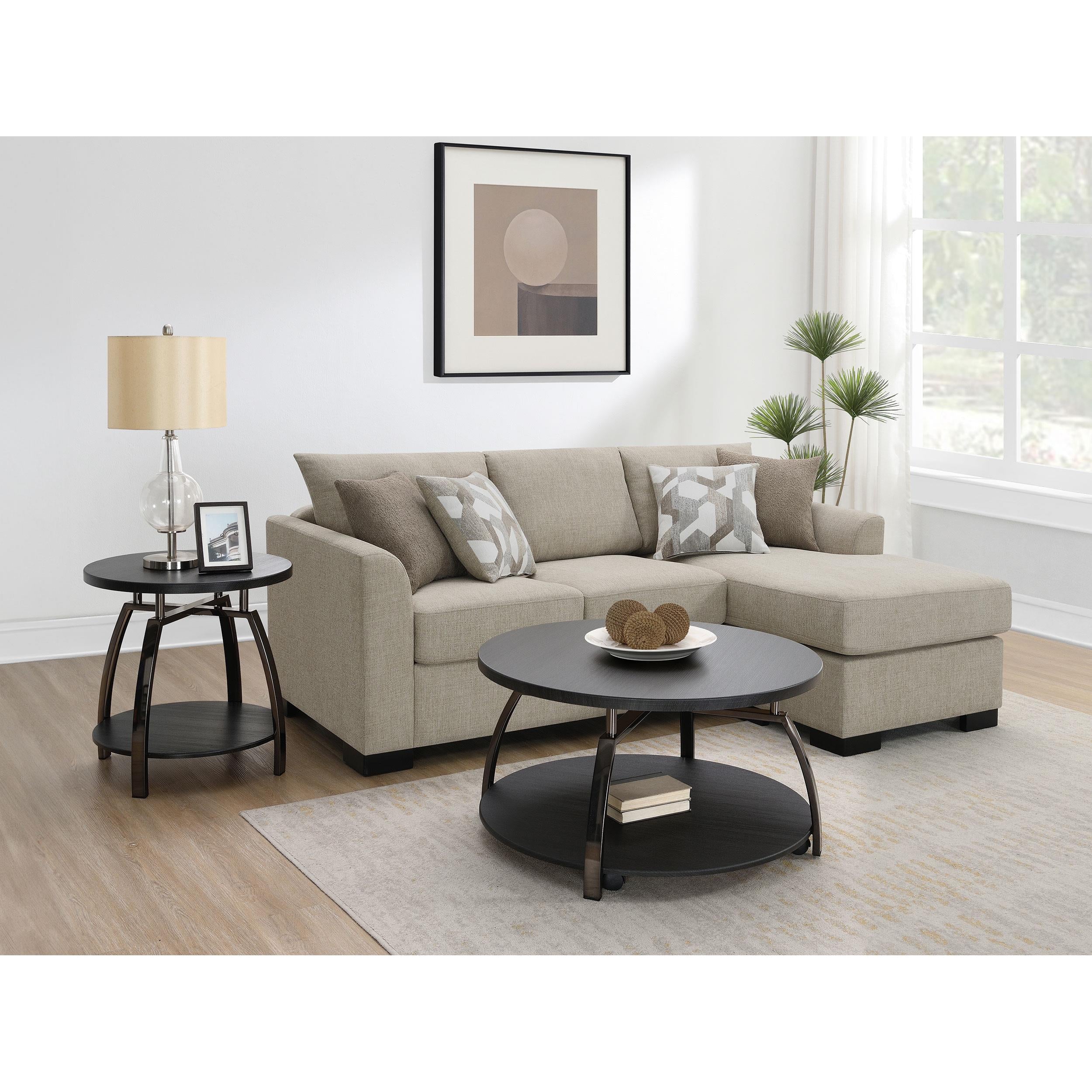  Coaster Furniture Storey 504778 Upholstered Sleeper Sectional Chaise Sofa - Camel IMAGE 13