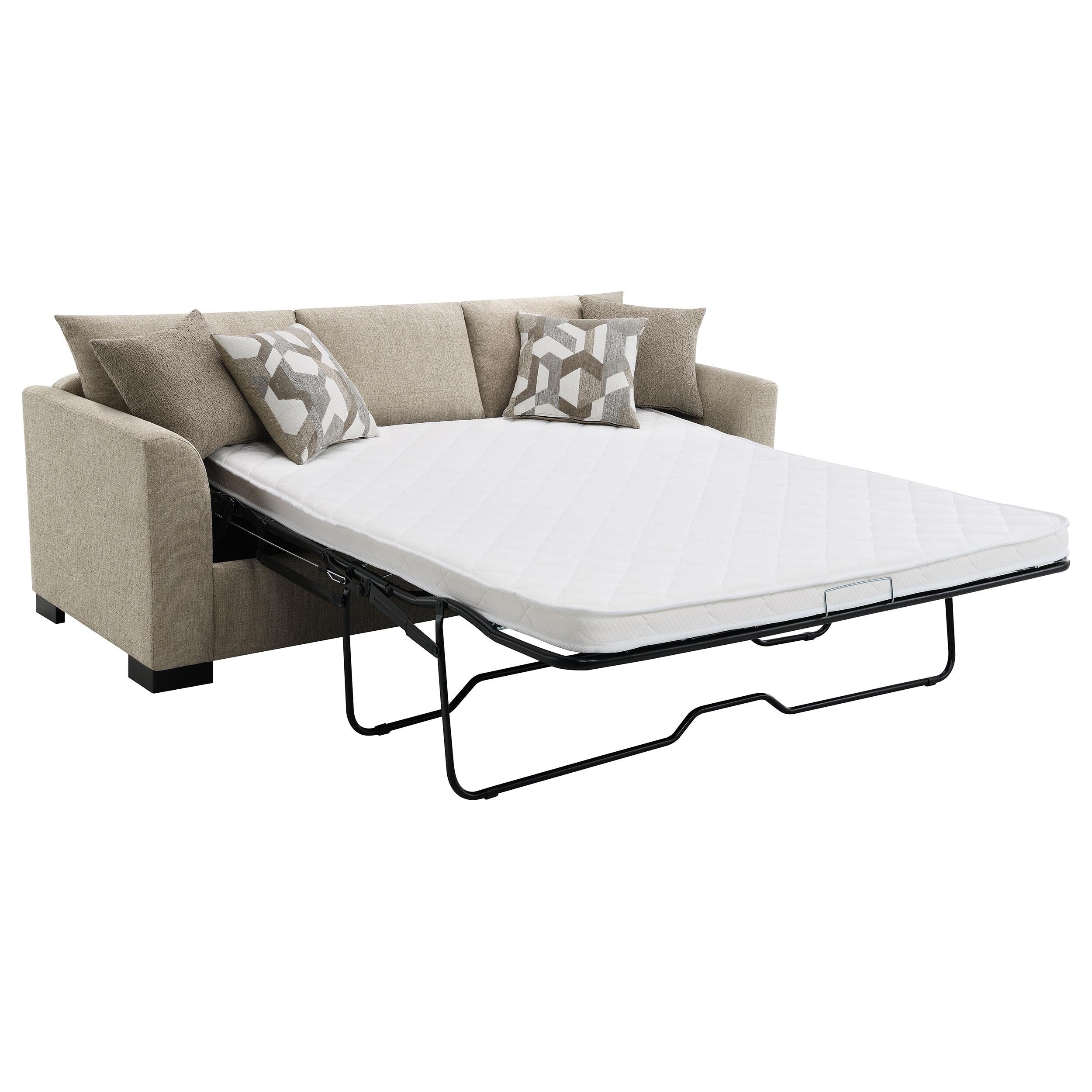  Coaster Furniture Storey 504778 Upholstered Sleeper Sectional Chaise Sofa - Camel IMAGE 3