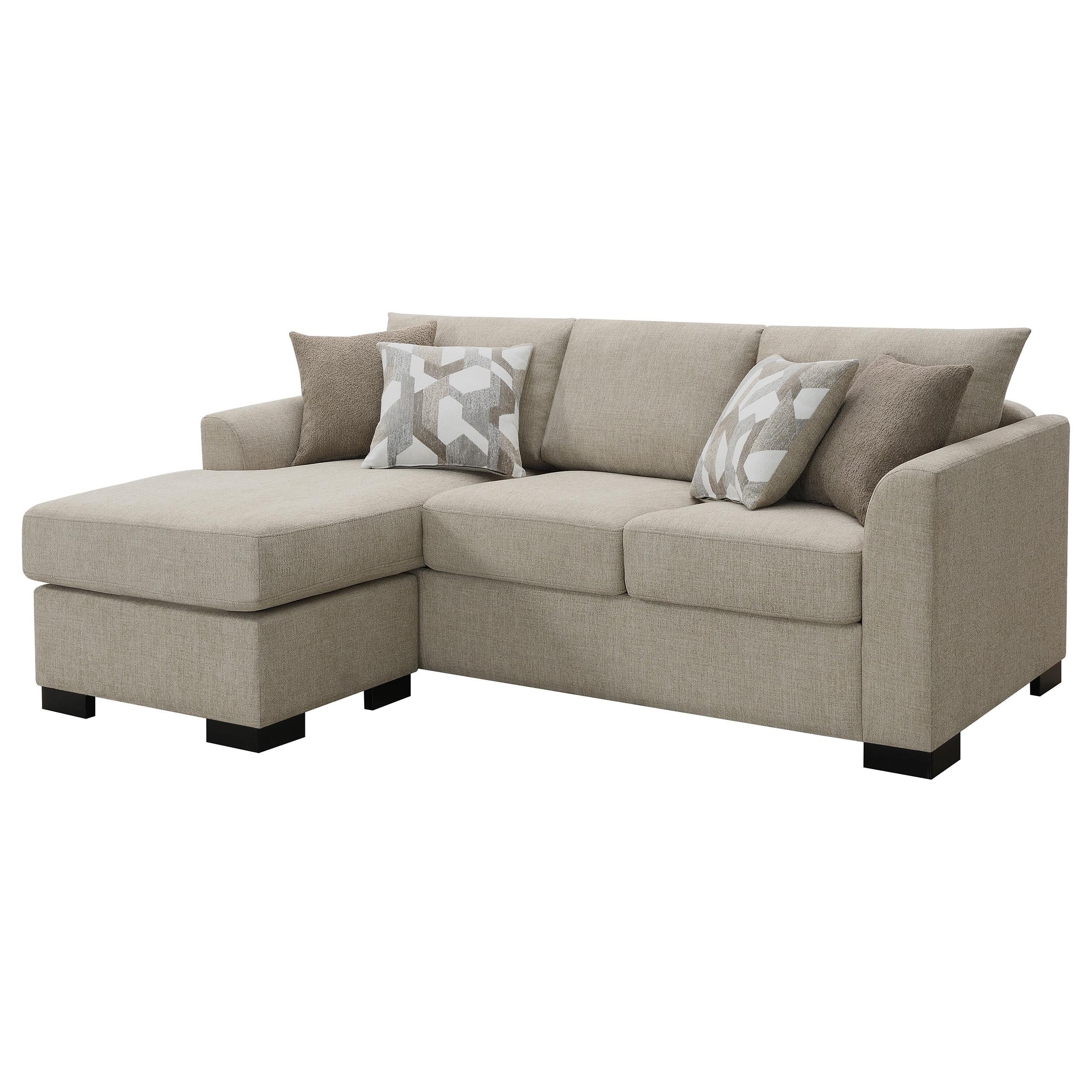  Coaster Furniture Storey 504778 Upholstered Sleeper Sectional Chaise Sofa - Camel IMAGE 4