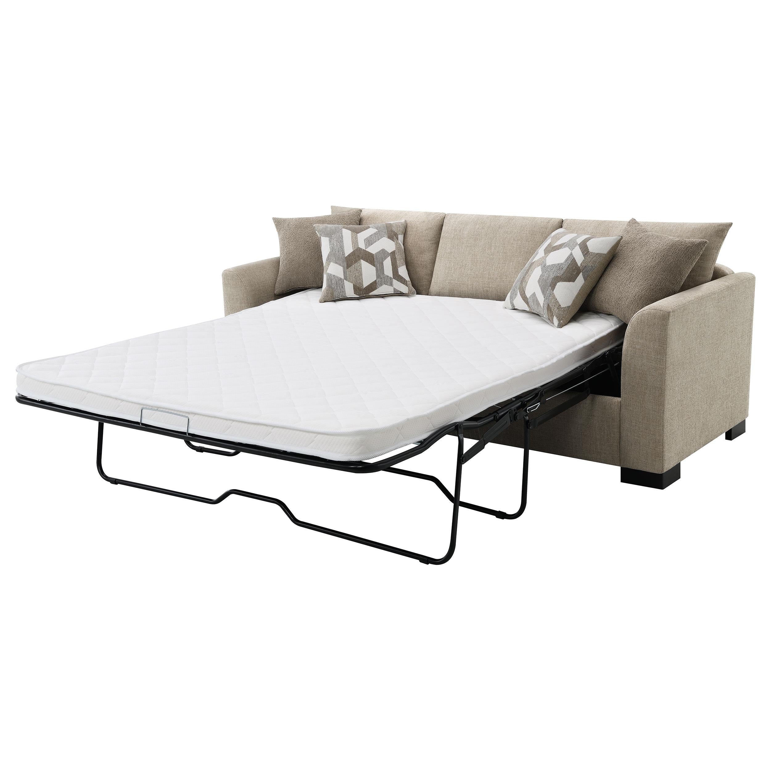  Coaster Furniture Storey 504778 Upholstered Sleeper Sectional Chaise Sofa - Camel IMAGE 6