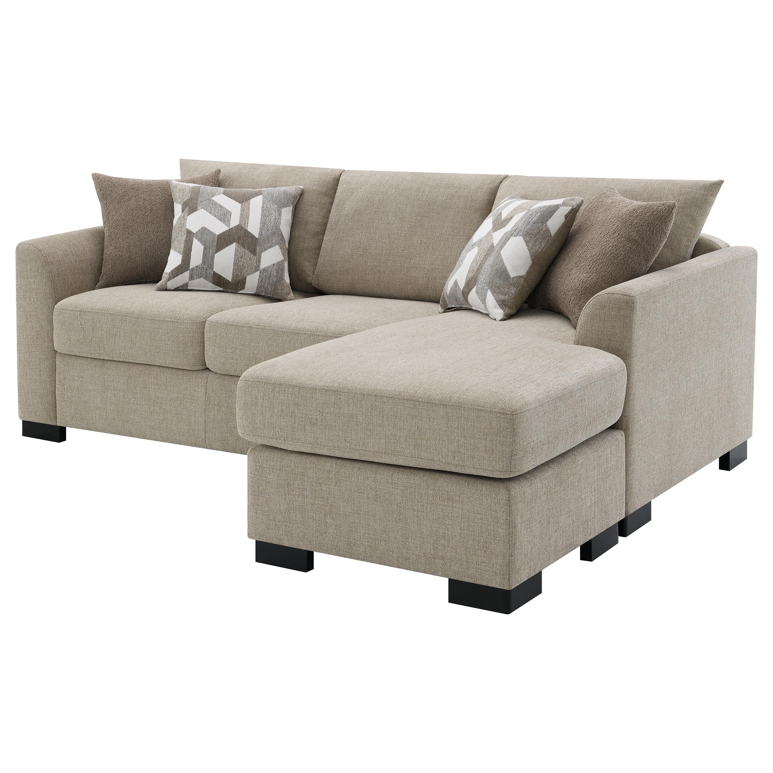  Coaster Furniture Storey 504778 Upholstered Sleeper Sectional Chaise Sofa - Camel IMAGE 8