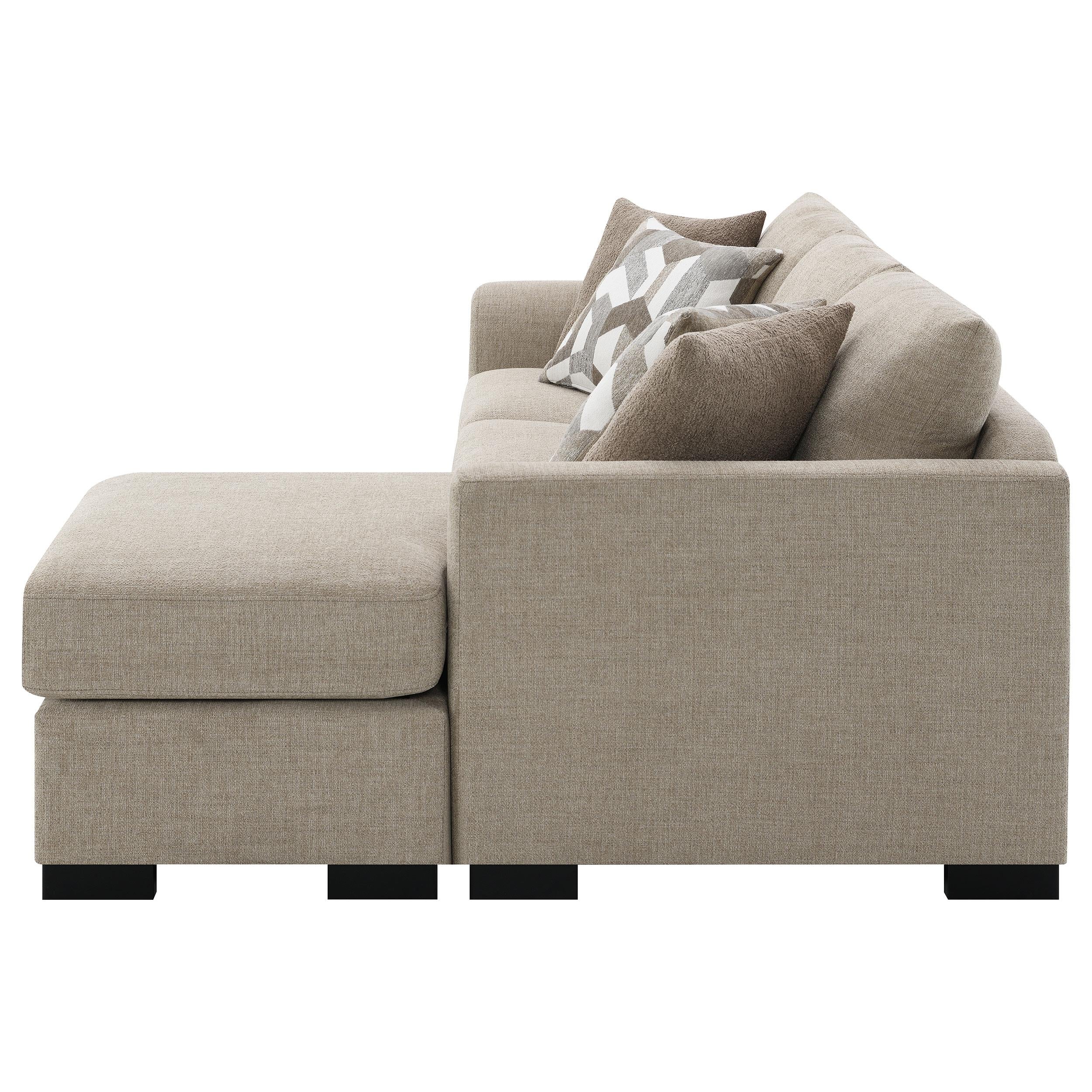  Coaster Furniture Storey 504778 Upholstered Sleeper Sectional Chaise Sofa - Camel IMAGE 9
