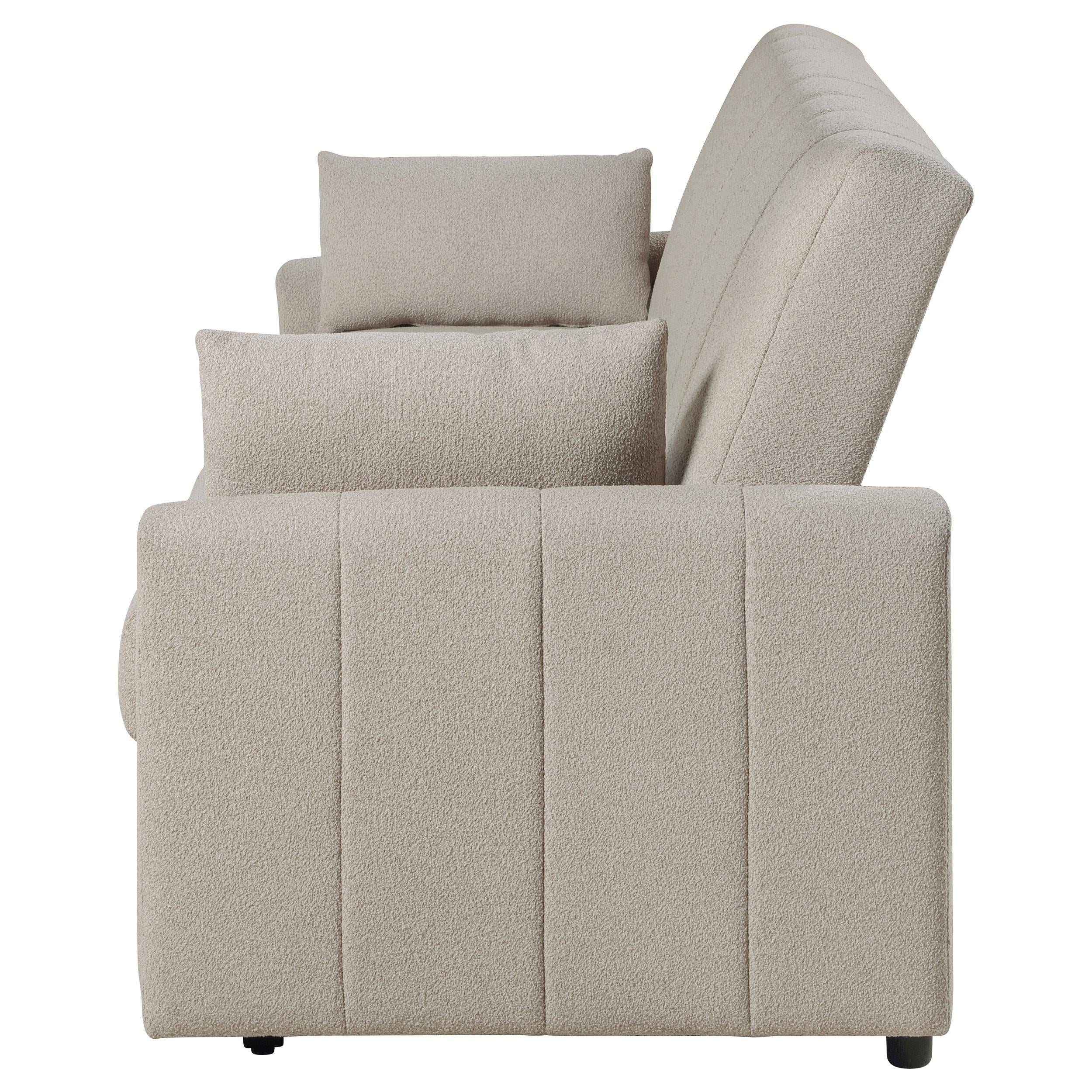  Coaster Furniture Portland 350142 Boucle Upholstered Sleeper Sofa Bed - Latte IMAGE 6