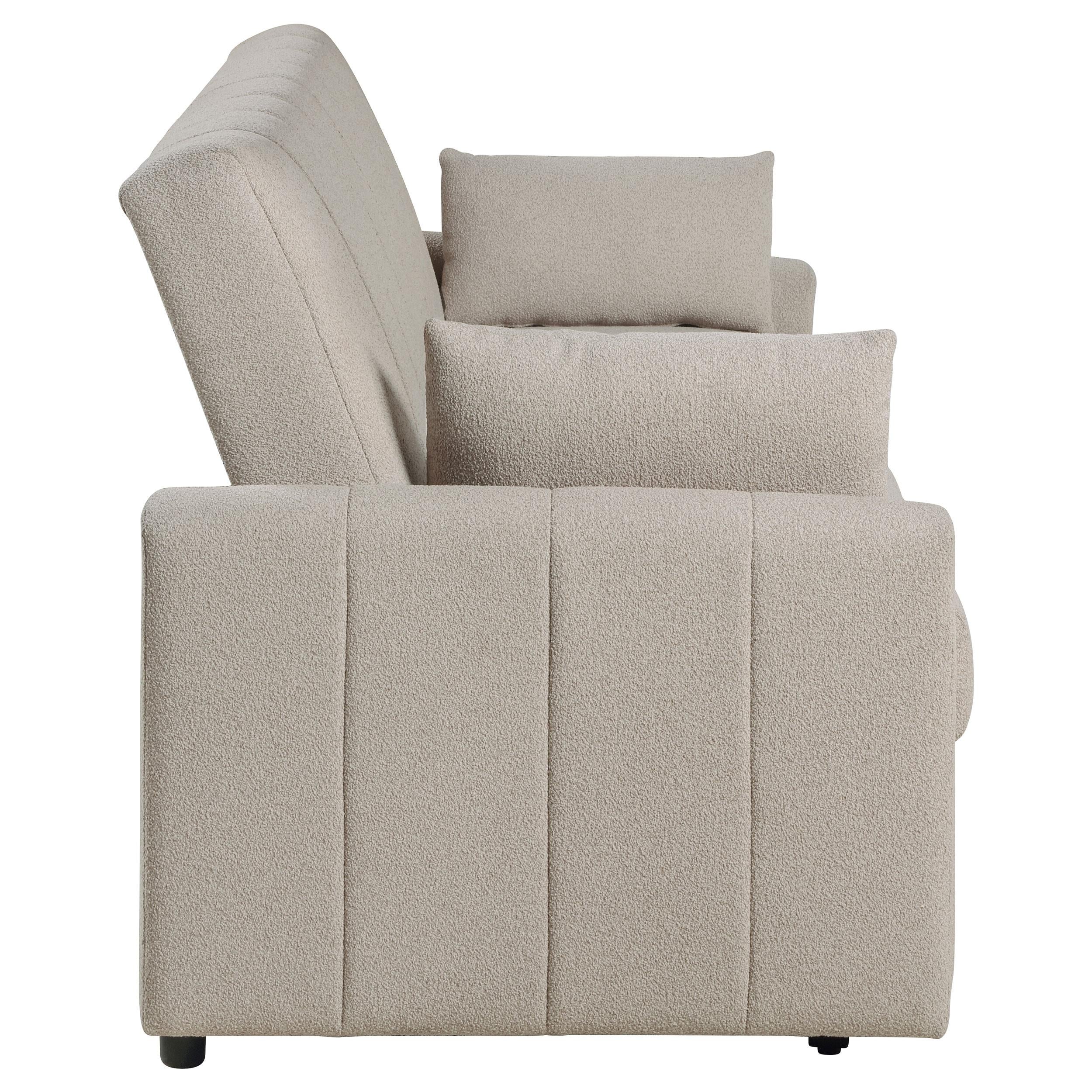  Coaster Furniture Portland 350142 Boucle Upholstered Sleeper Sofa Bed - Latte IMAGE 9