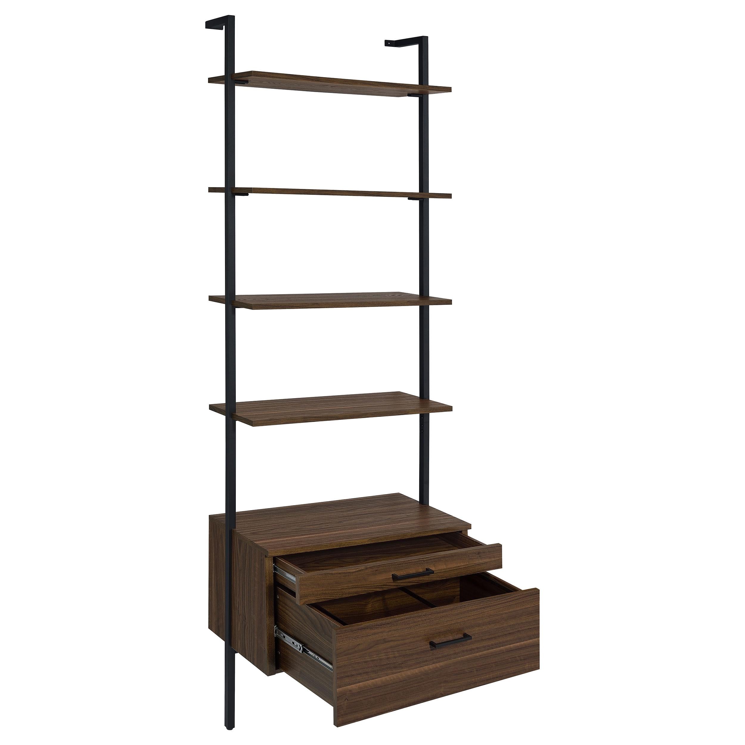  Coaster Furniture Owens 980074 96-inch 4-shelf Storage Wall Bookshelf - Walnut IMAGE 2