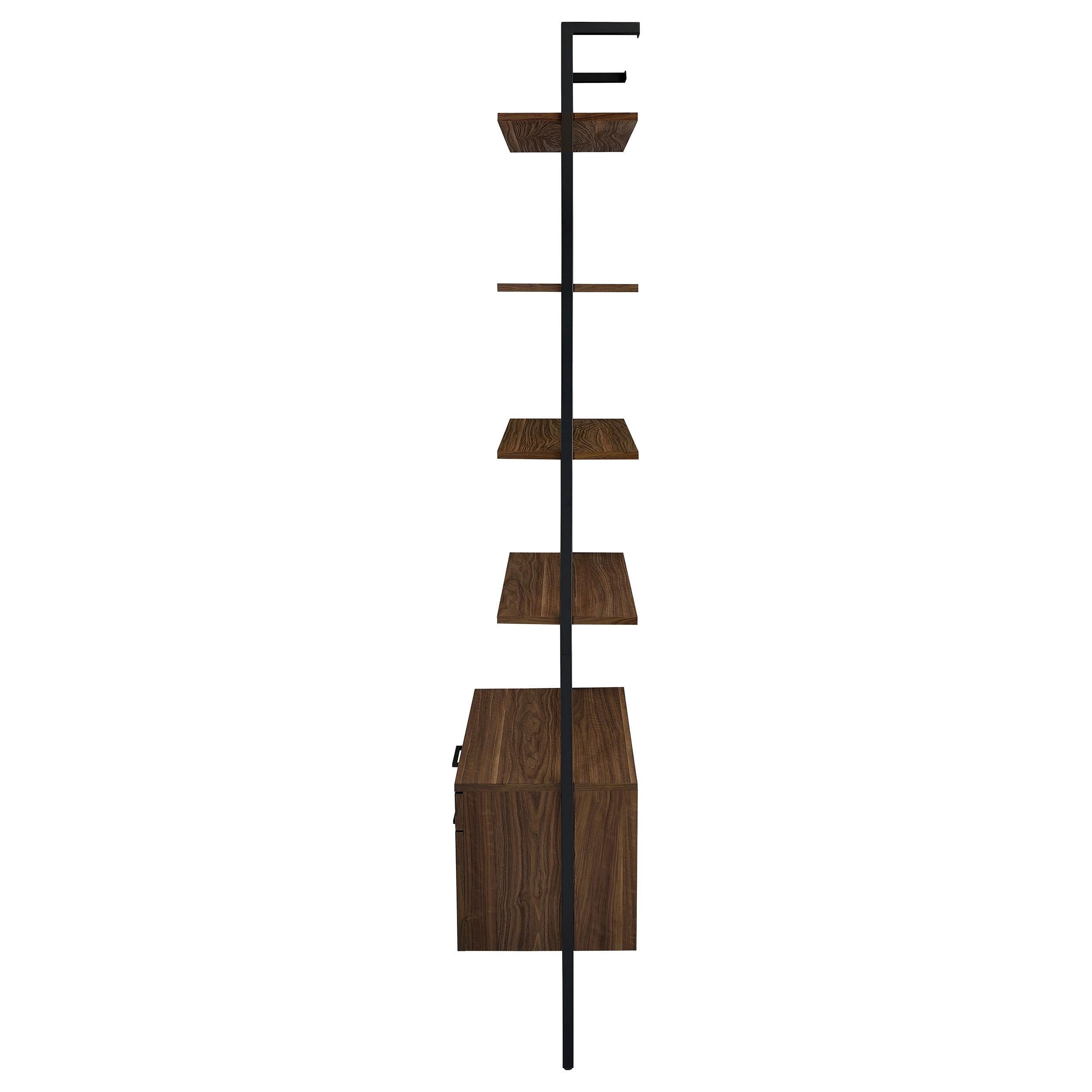  Coaster Furniture Owens 980074 96-inch 4-shelf Storage Wall Bookshelf - Walnut IMAGE 5