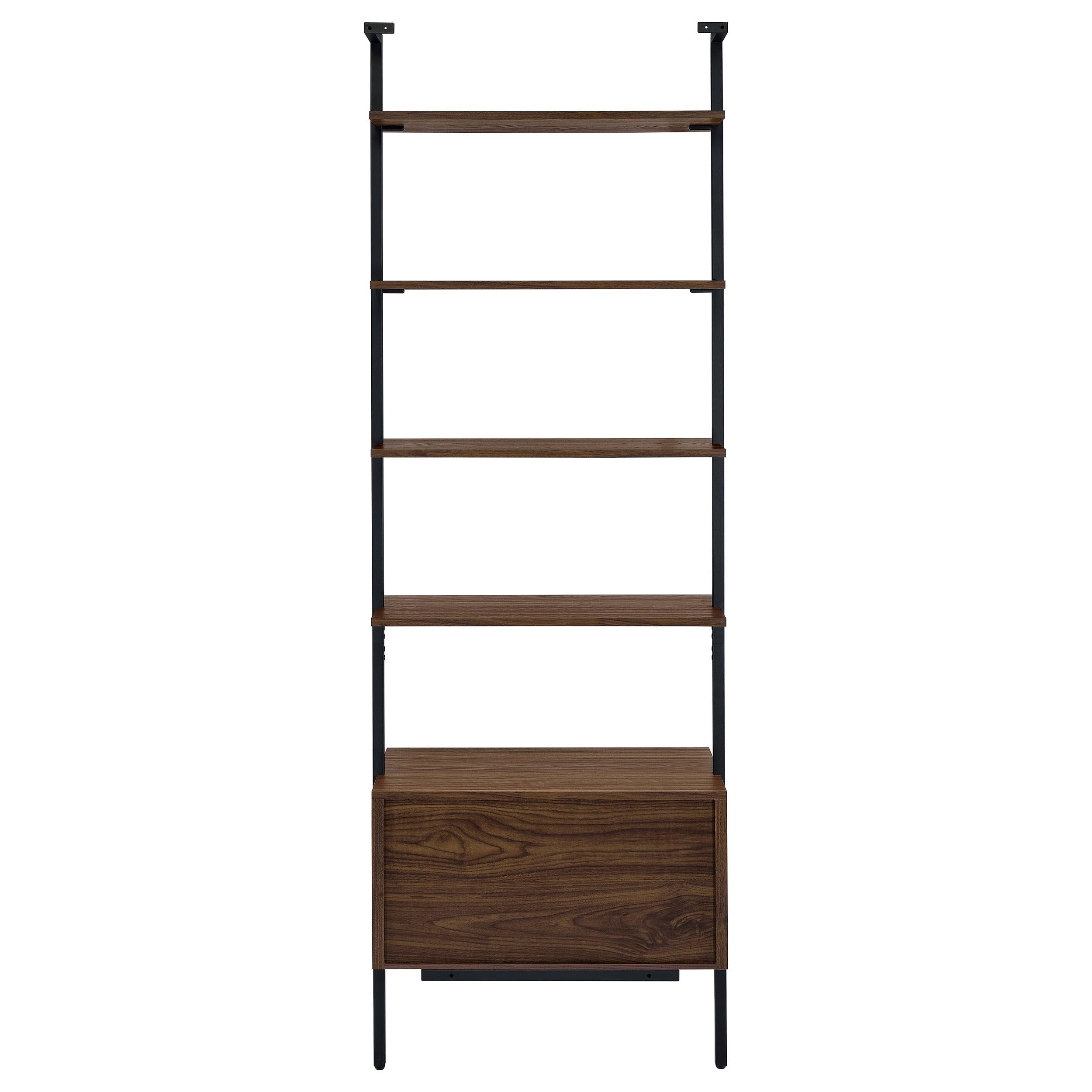  Coaster Furniture Owens 980074 96-inch 4-shelf Storage Wall Bookshelf - Walnut IMAGE 7