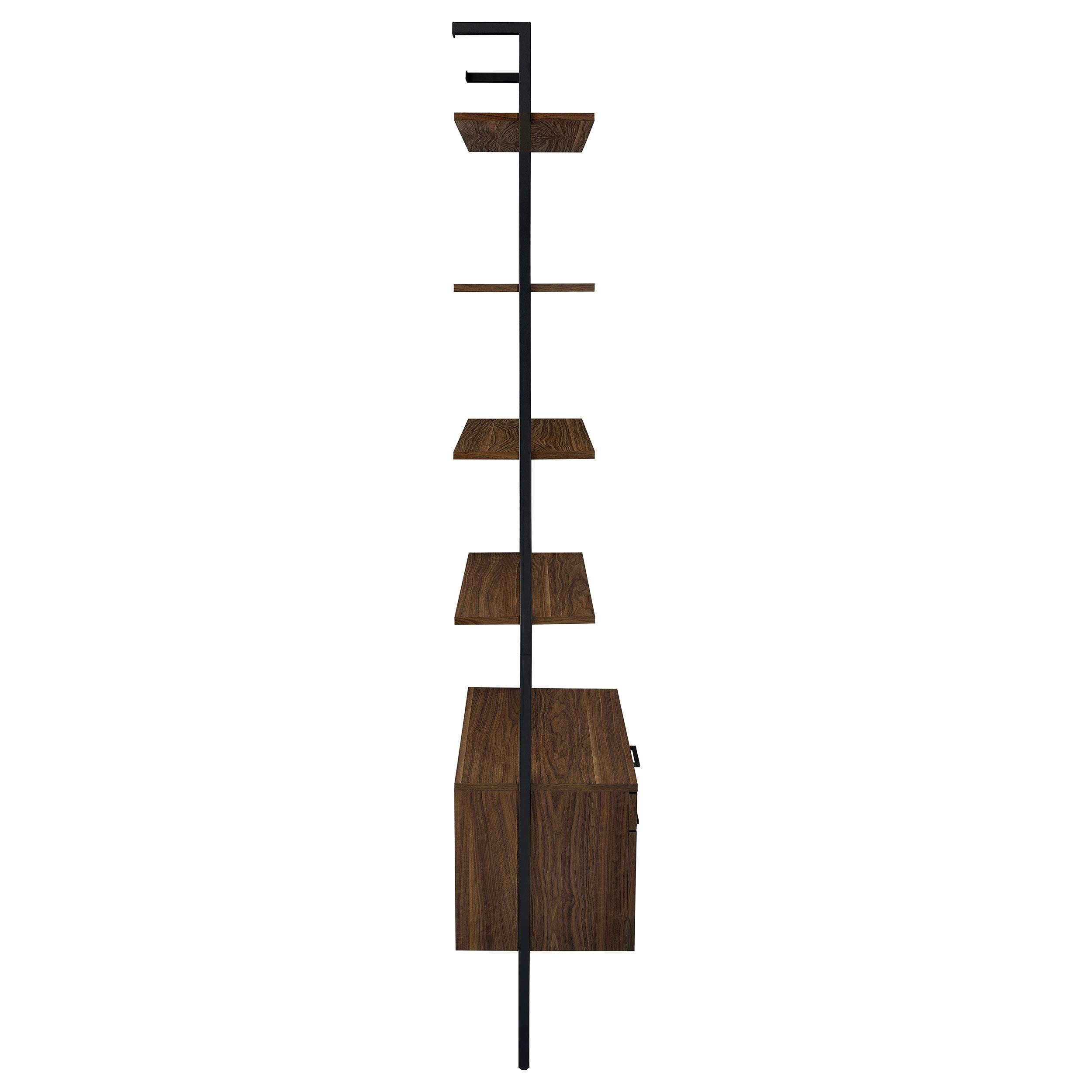  Coaster Furniture Owens 980074 96-inch 4-shelf Storage Wall Bookshelf - Walnut IMAGE 9