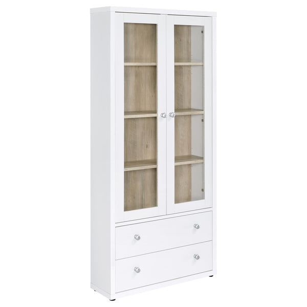 Coaster Furniture Hawthorne 953477 4-shelf Glass Door Tall Cabinet with Drawers - White