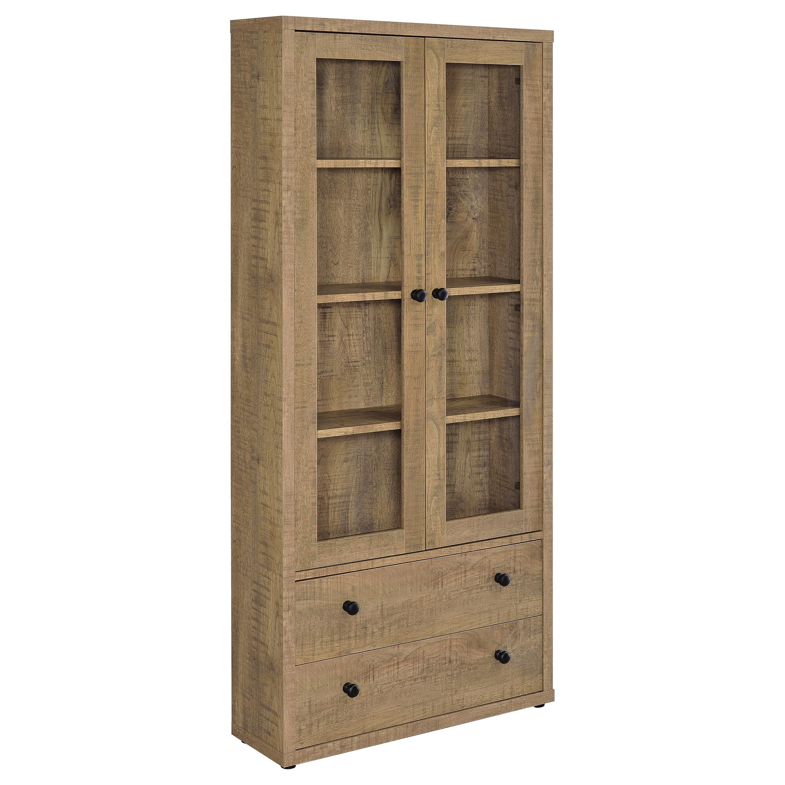  Coaster Furniture Hawthorne 953479 4-shelf Glass Door Tall Cabinet with Drawers - Mango IMAGE 1