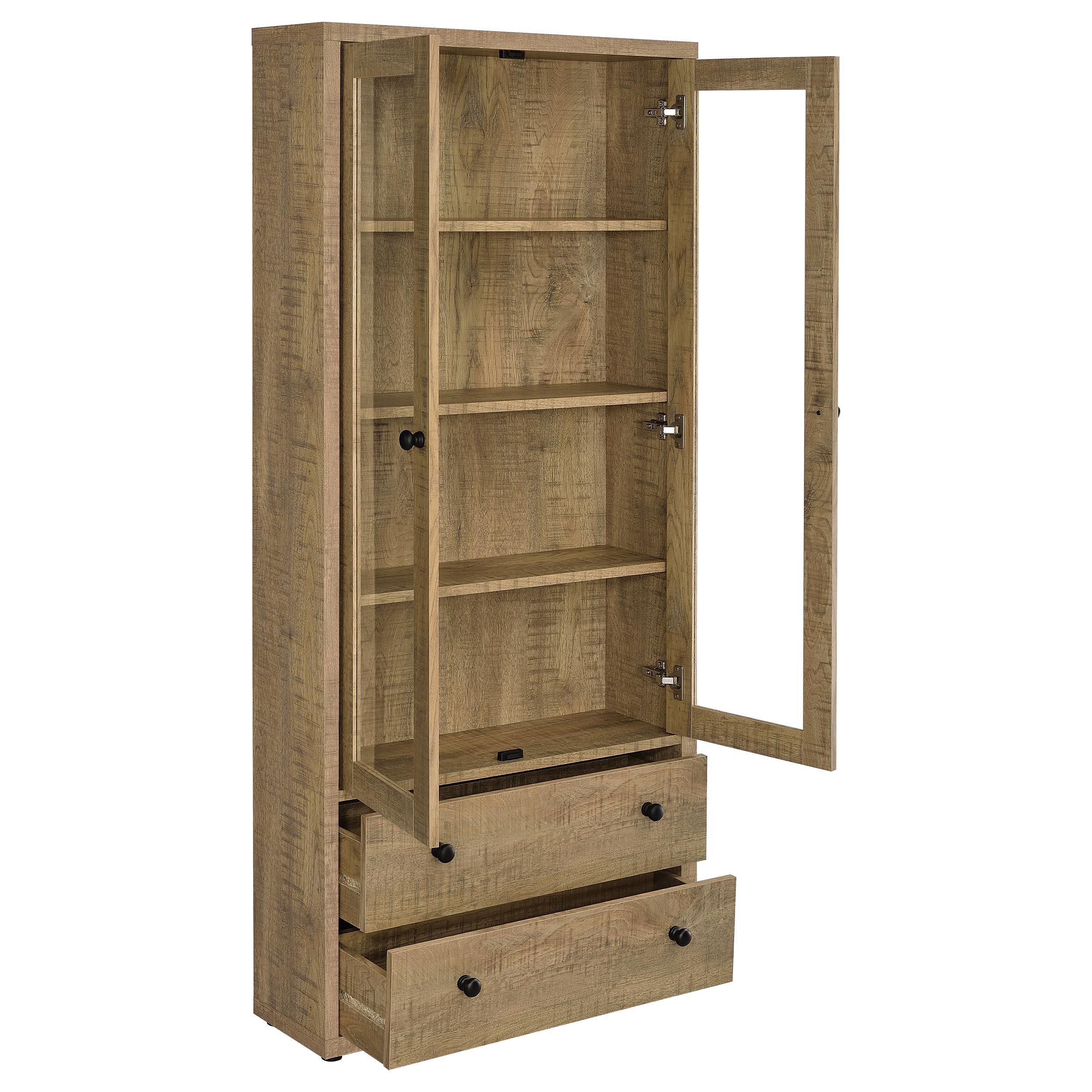  Coaster Furniture Hawthorne 953479 4-shelf Glass Door Tall Cabinet with Drawers - Mango IMAGE 2