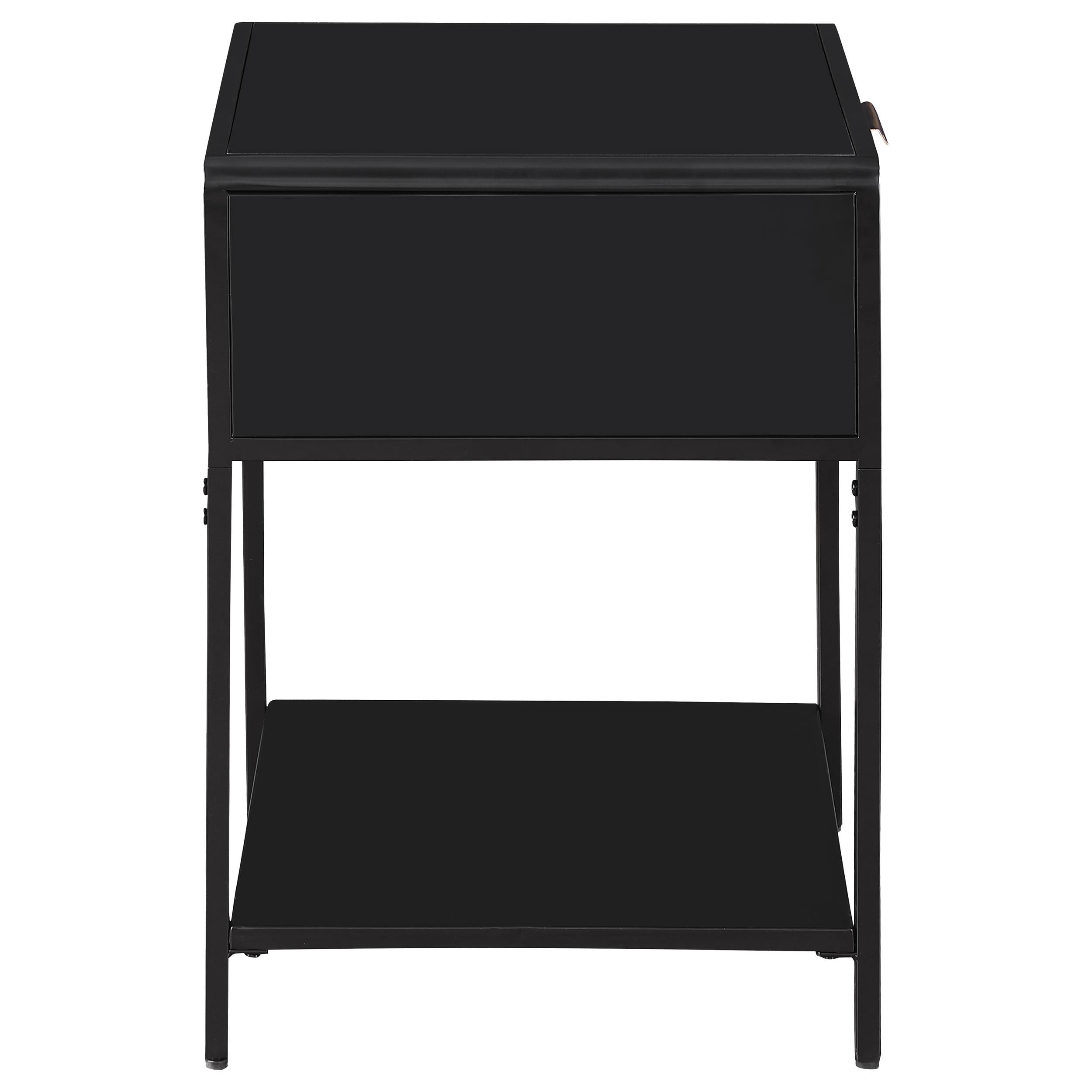  Coaster Furniture Amherst 930235 1-Drawer Radio Weave Cane Metal Bedside Table - Black IMAGE 7
