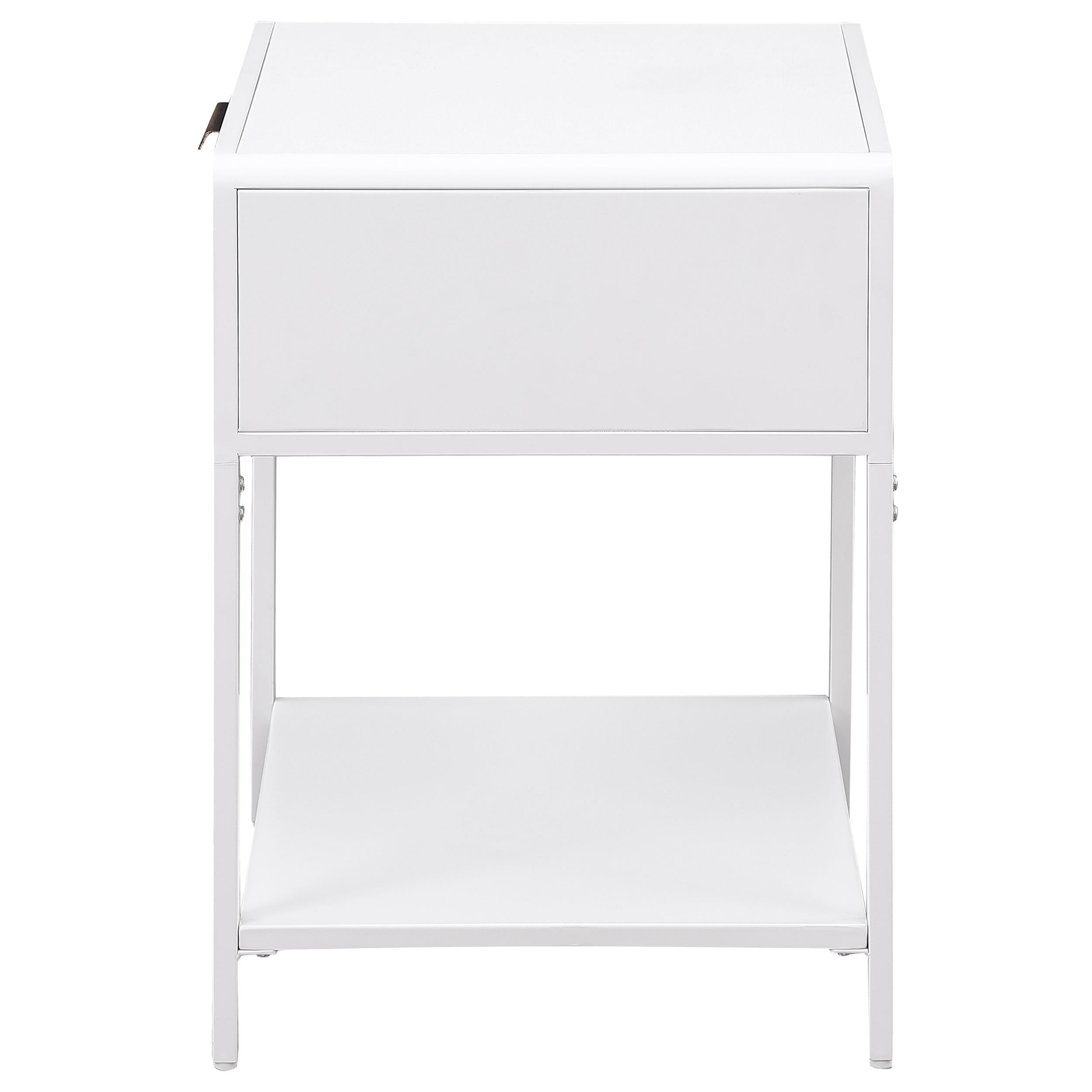  Coaster Furniture Amherst 930236 1-Drawer Radio Weave Cane Metal Bedside Table - White IMAGE 4