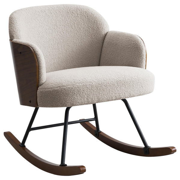 Coaster Furniture Paige 602625 Boucle Upholstered Mid Back Rocking Chair - Beige