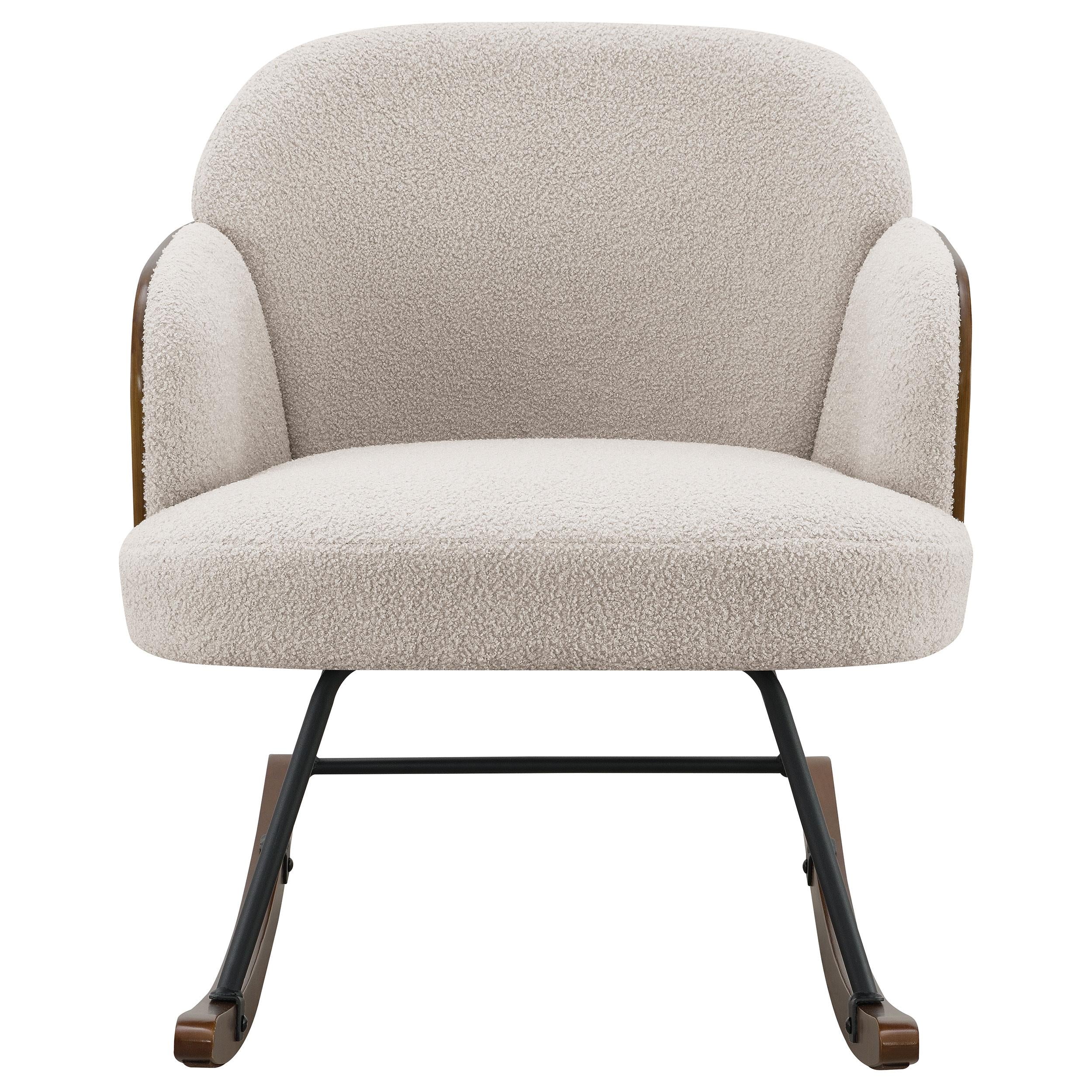  Coaster Furniture Paige 602625 Boucle Upholstered Mid Back Rocking Chair - Beige IMAGE 2