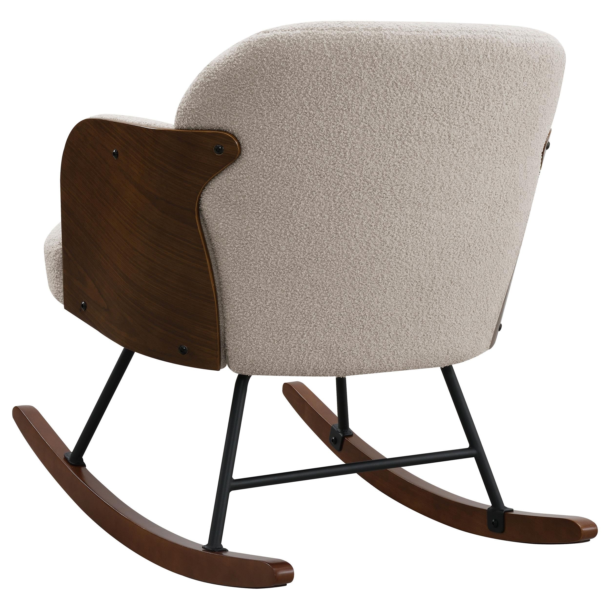  Coaster Furniture Paige 602625 Boucle Upholstered Mid Back Rocking Chair - Beige IMAGE 5