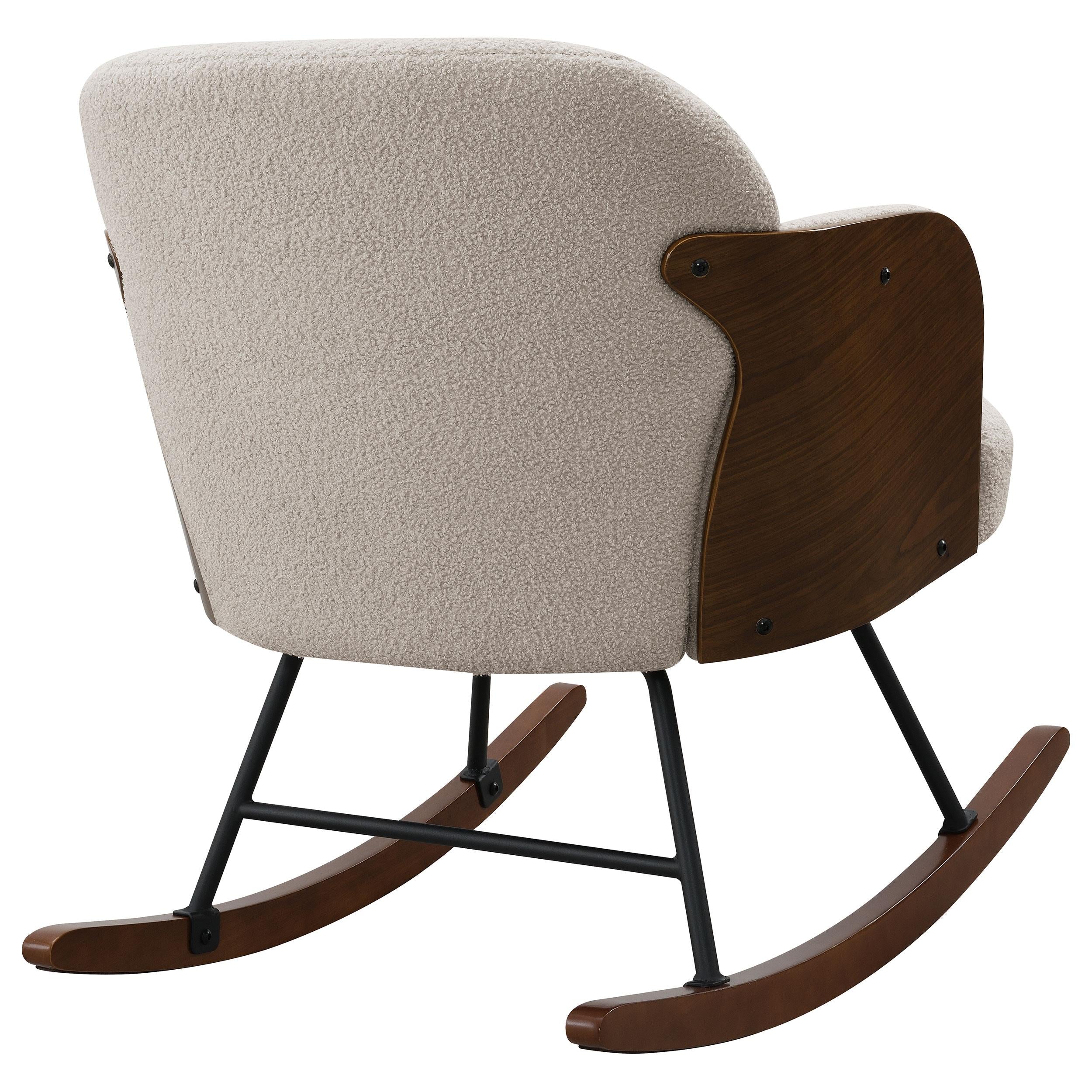  Coaster Furniture Paige 602625 Boucle Upholstered Mid Back Rocking Chair - Beige IMAGE 6