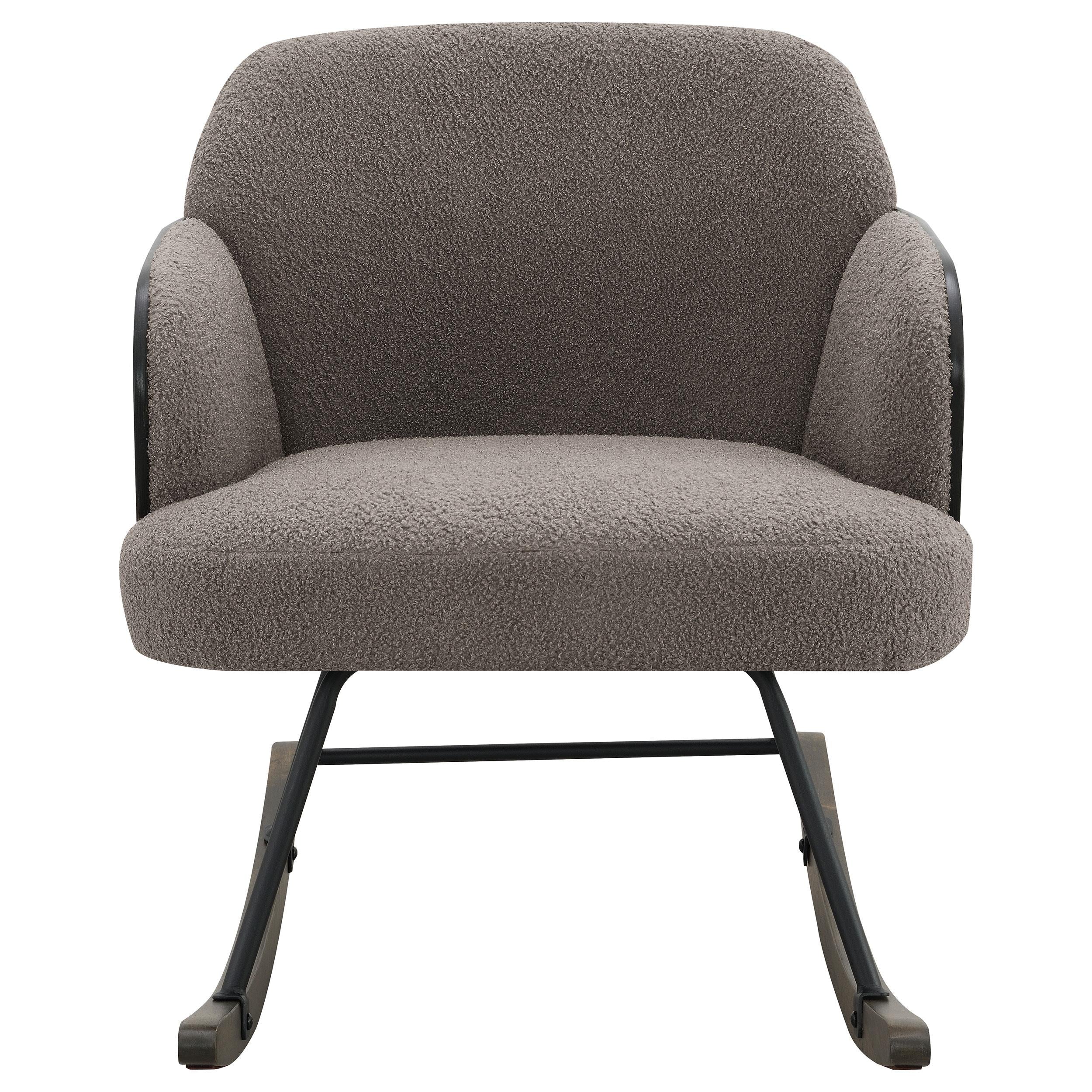  Coaster Furniture Paige 602626 Boucle Upholstered Mid Back Rocking Chair - Taupe IMAGE 2