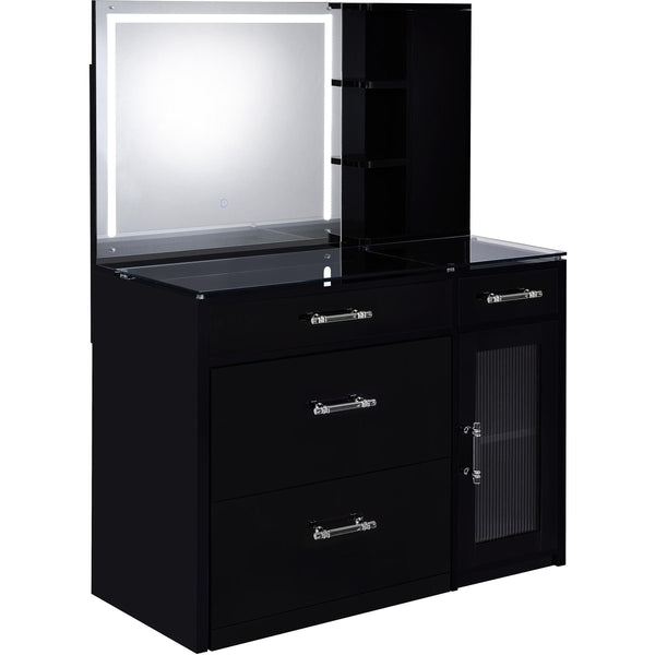 Coaster Furniture Flora 930219 2-drawer Vanity Set with LED Mirror - Black High Gloss