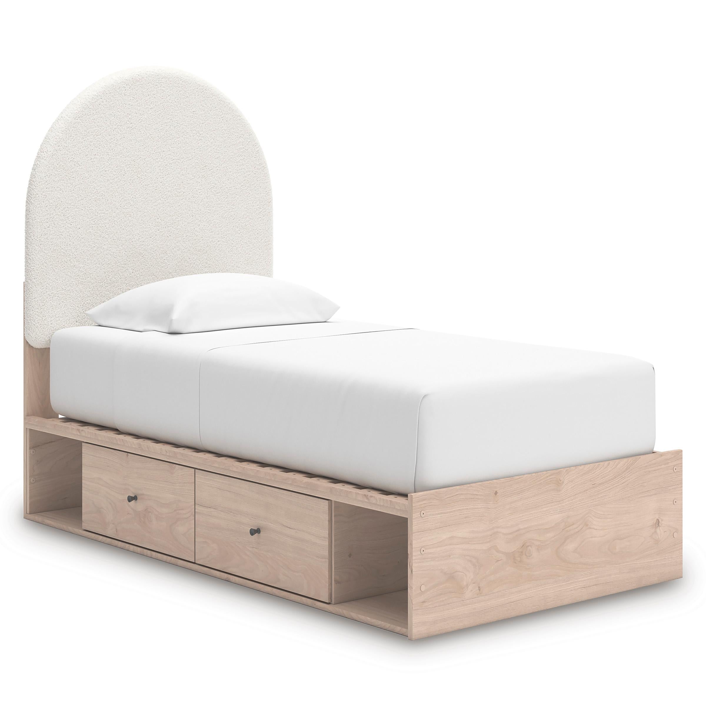  Size_Twin --  Signature Design by Ashley Arloster Upholstered Panel Bed with Storage IMAGE 1