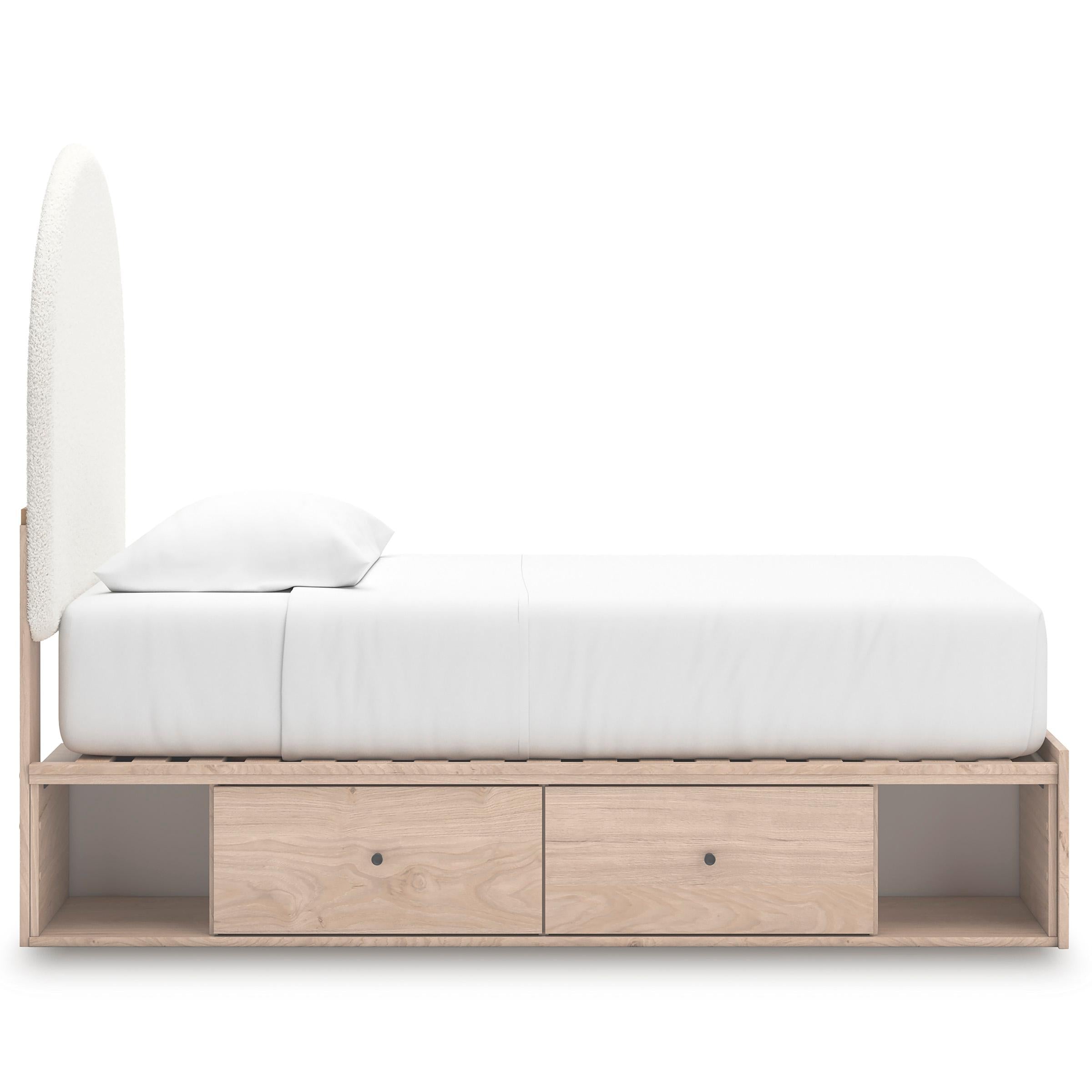  Size_Twin --  Signature Design by Ashley Arloster Upholstered Panel Bed with Storage IMAGE 4