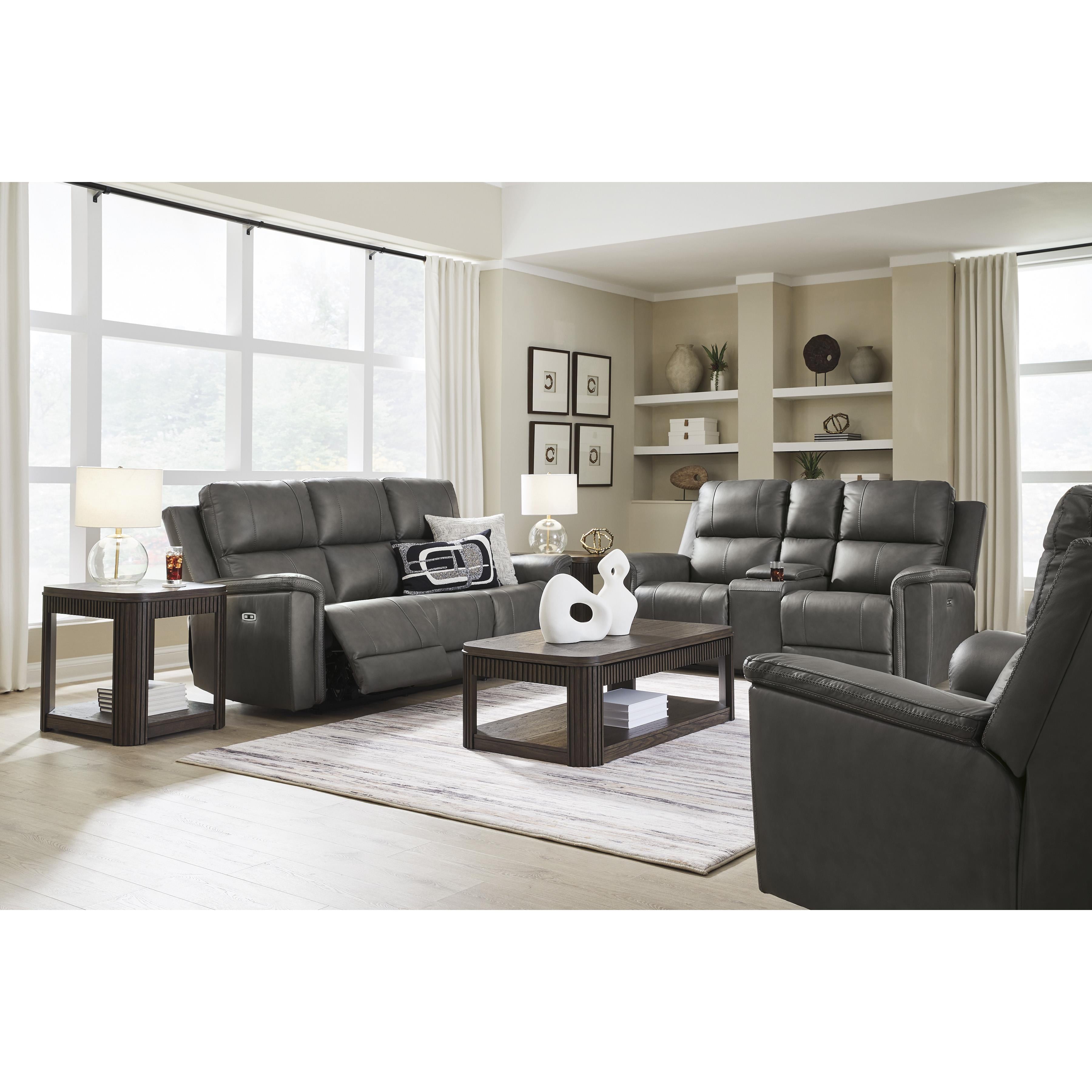  Manufacturer Color_Anchor --  Signature Design by Ashley Bleckley Power Leather Match Recliner IMAGE 10