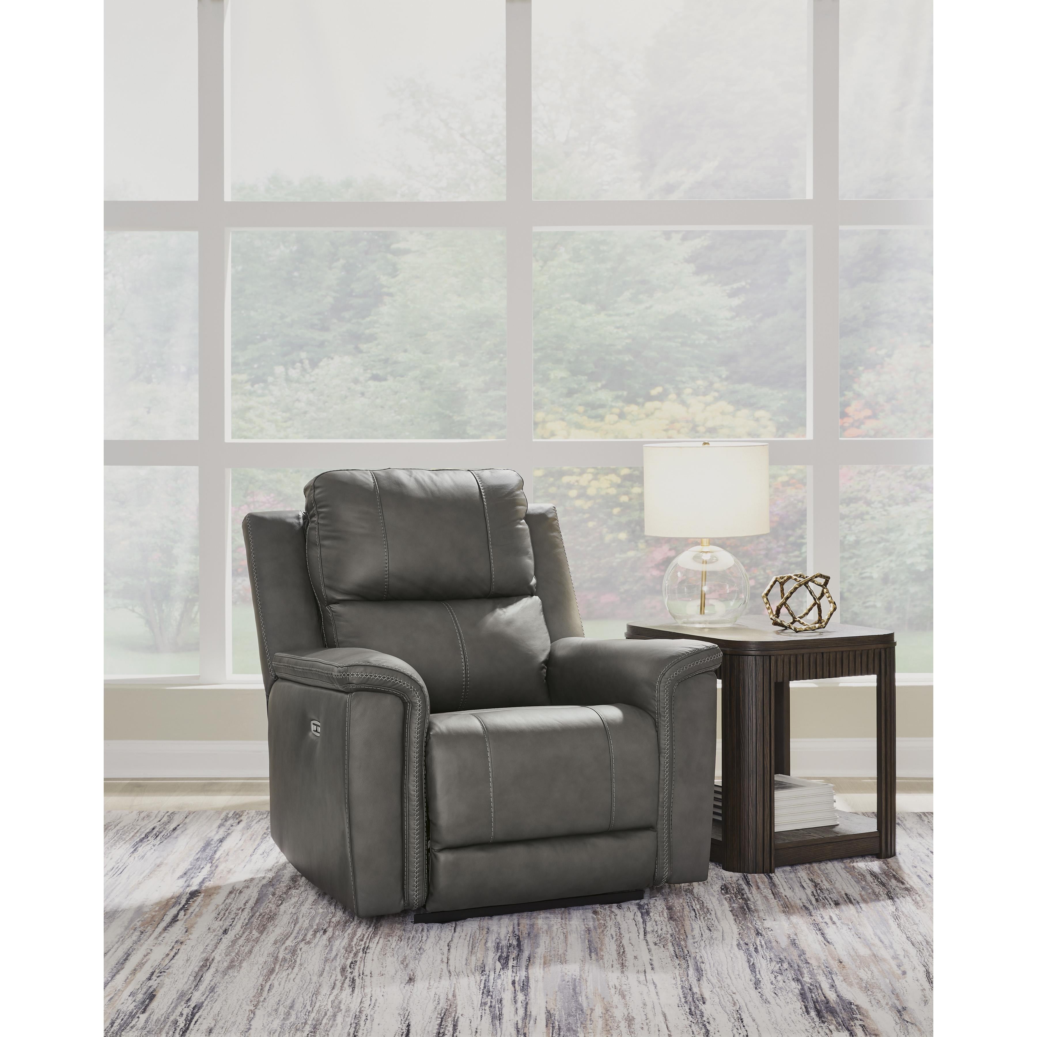  Manufacturer Color_Anchor --  Signature Design by Ashley Bleckley Power Leather Match Recliner IMAGE 6