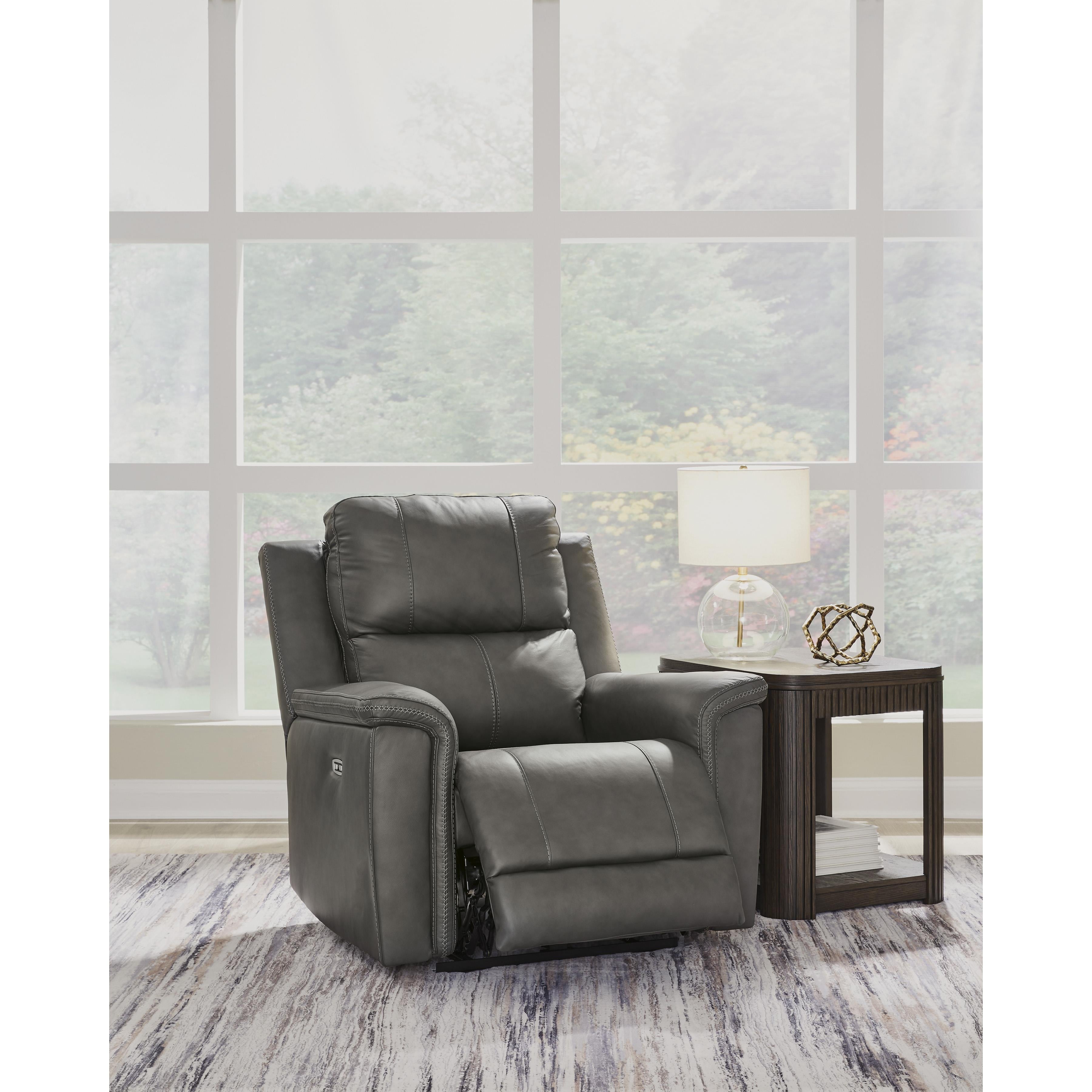  Manufacturer Color_Anchor --  Signature Design by Ashley Bleckley Power Leather Match Recliner IMAGE 7