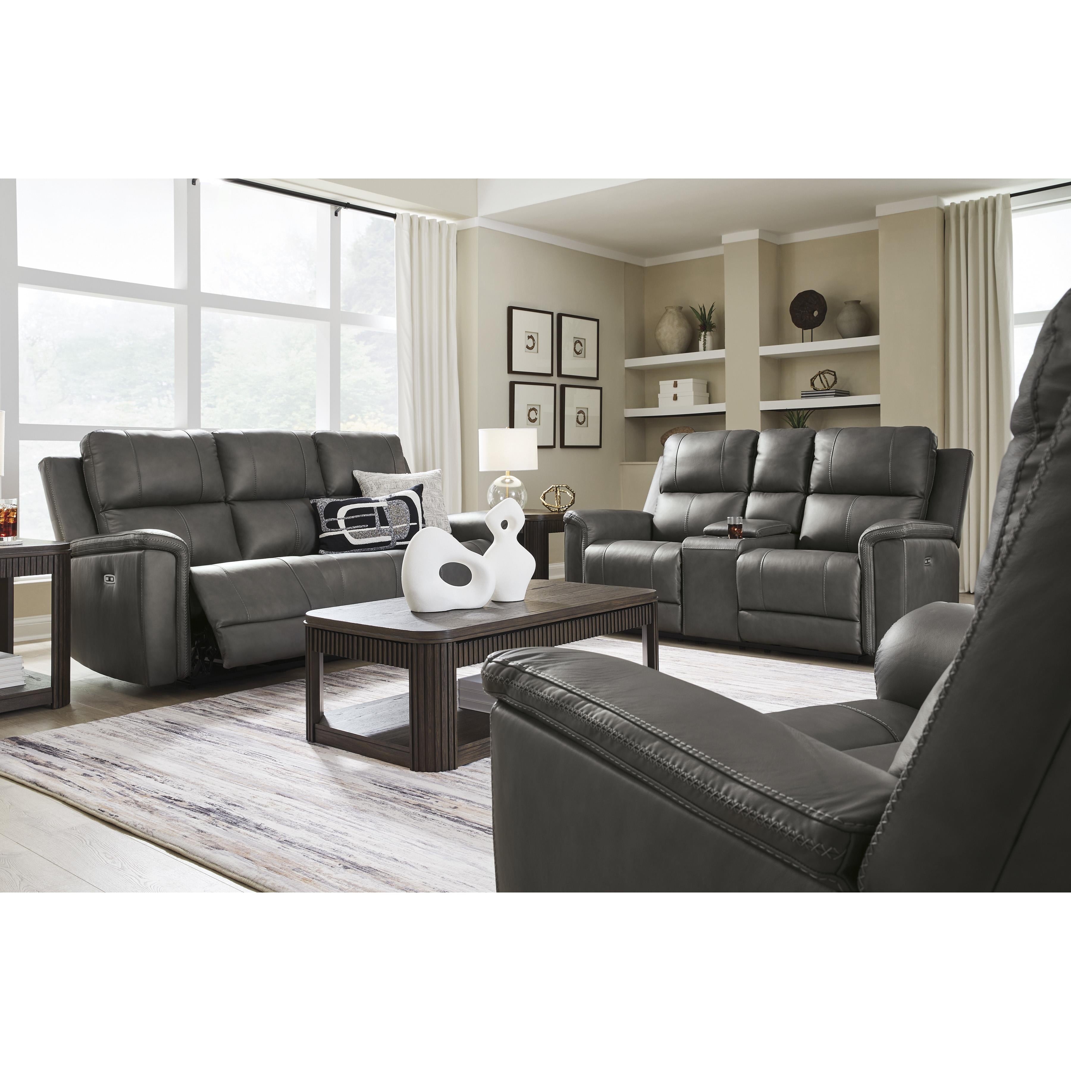  Manufacturer Color_Anchor --  Signature Design by Ashley Bleckley Power Reclining Leather Match Sofa IMAGE 9