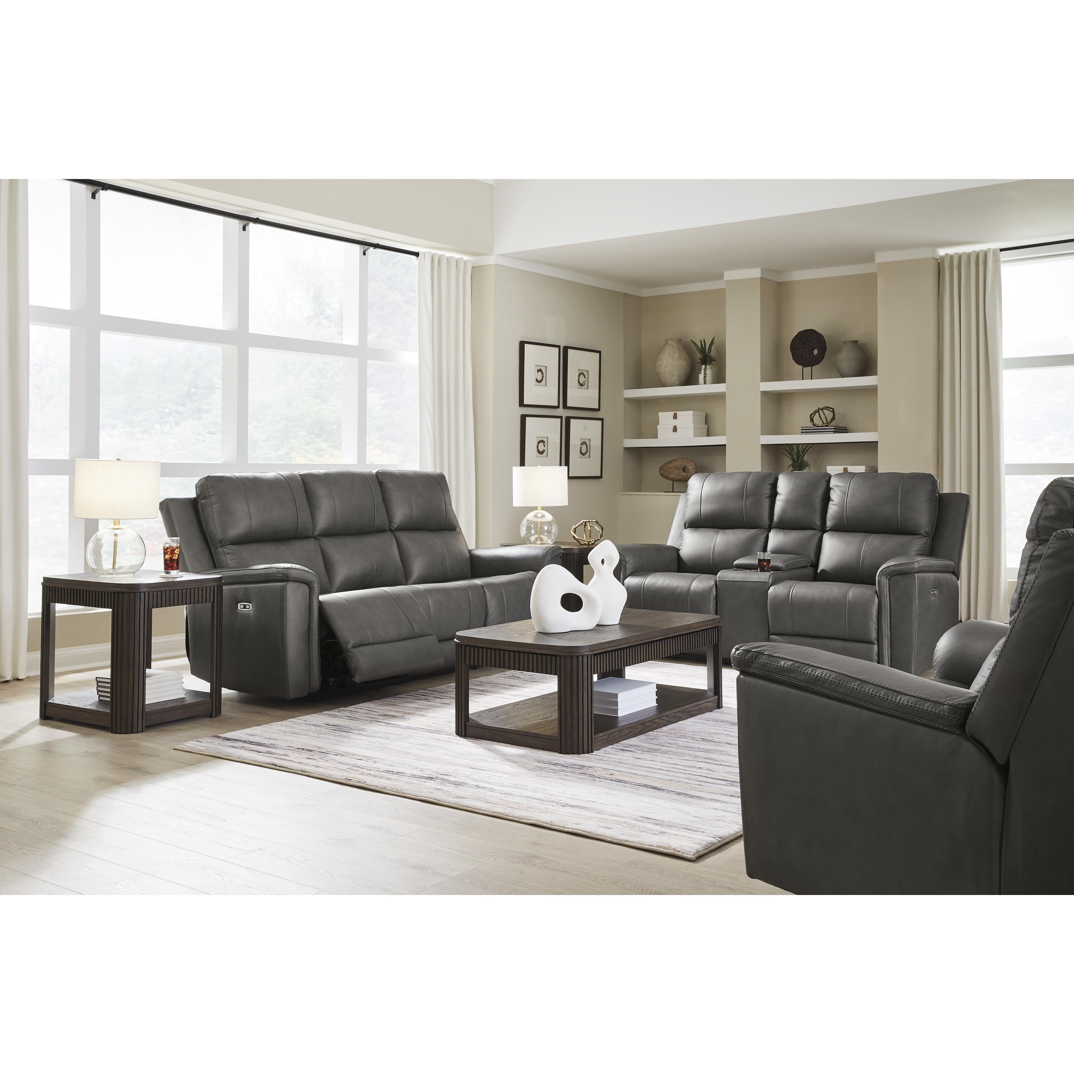  Manufacturer Color_Anchor --  Signature Design by Ashley Bleckley Power Reclining Leather Match Loveseat with Console IMAGE 13