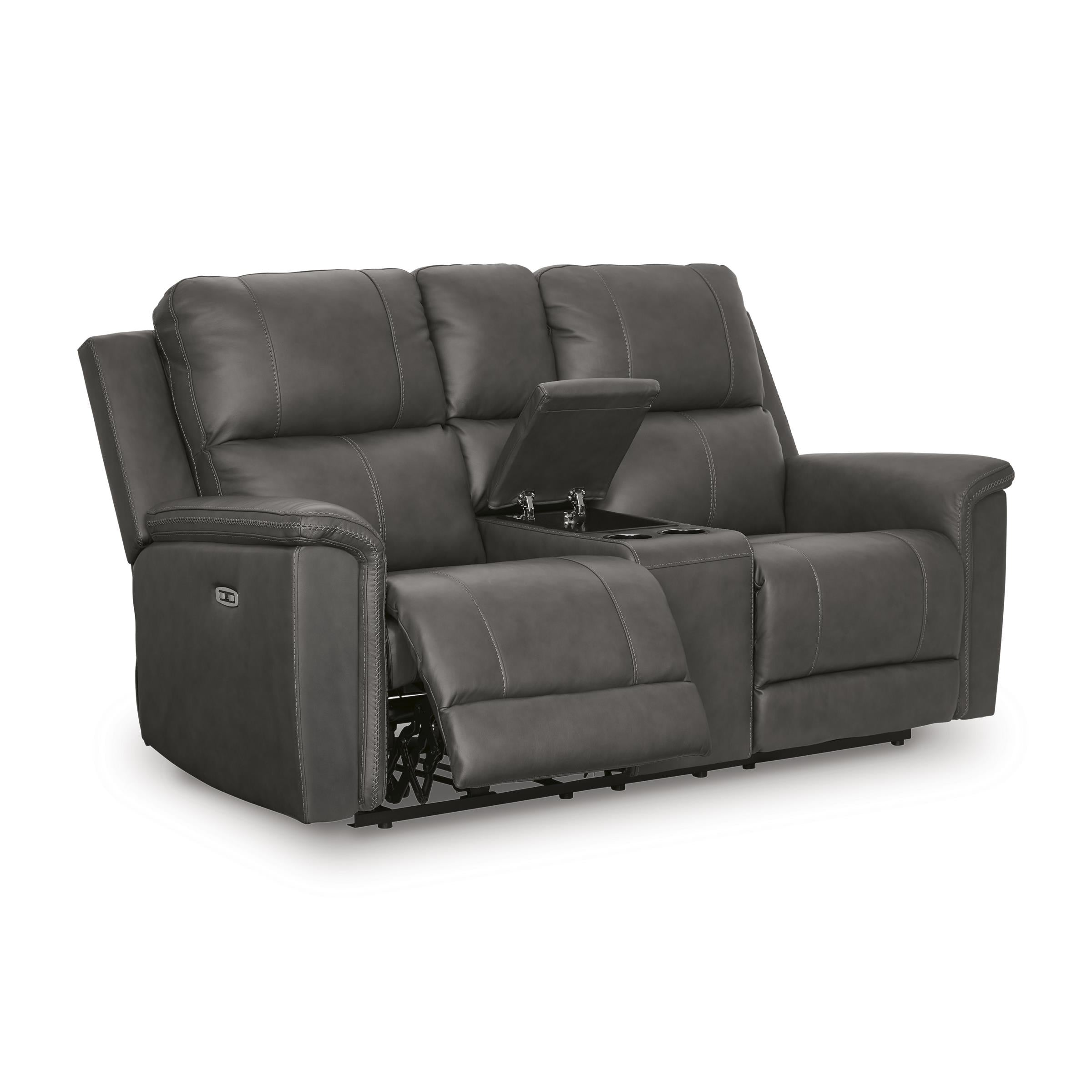 Manufacturer Color_Anchor --  Signature Design by Ashley Bleckley Power Reclining Leather Match Loveseat with Console IMAGE 2