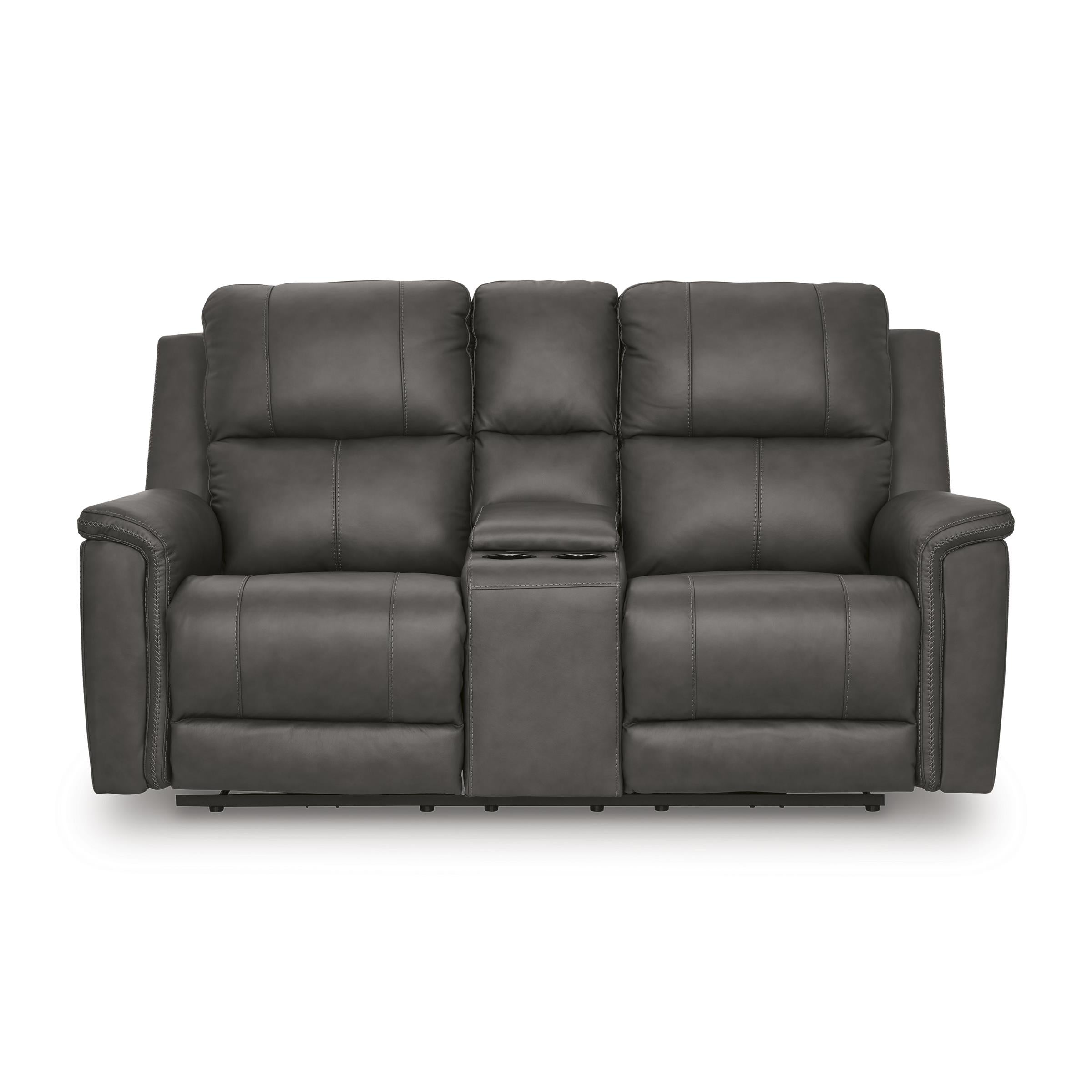  Manufacturer Color_Anchor --  Signature Design by Ashley Bleckley Power Reclining Leather Match Loveseat with Console IMAGE 3