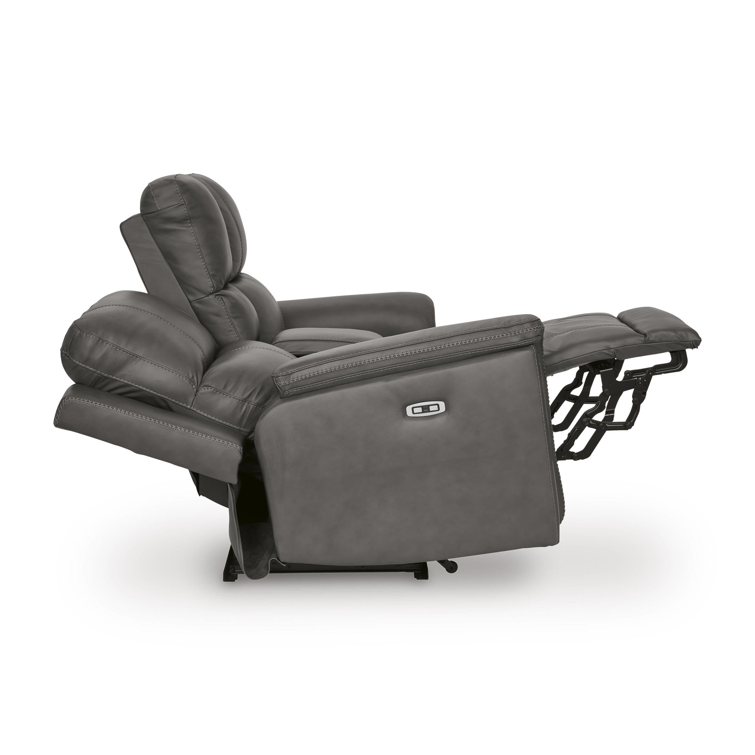  Manufacturer Color_Anchor --  Signature Design by Ashley Bleckley Power Reclining Leather Match Loveseat with Console IMAGE 4