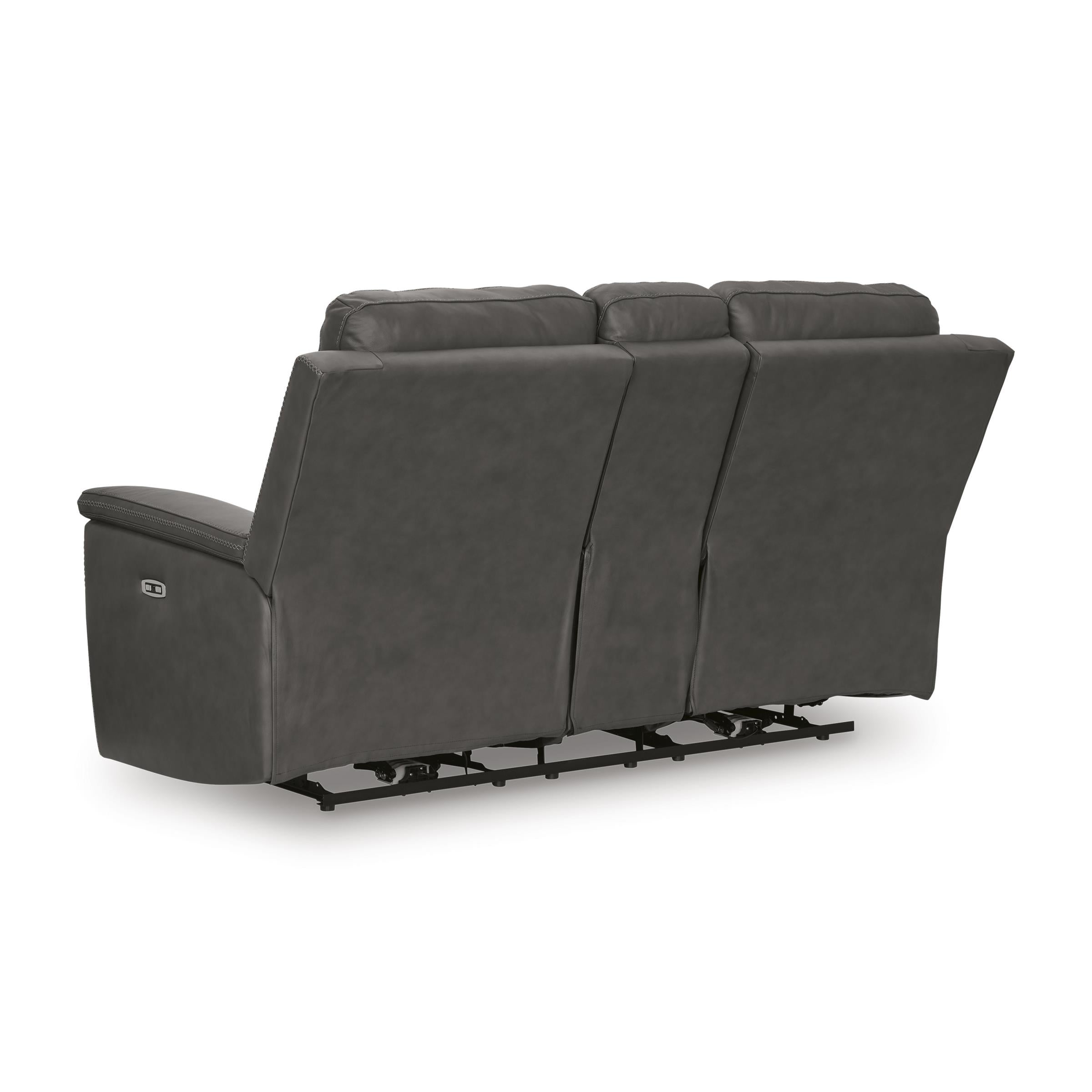  Manufacturer Color_Anchor --  Signature Design by Ashley Bleckley Power Reclining Leather Match Loveseat with Console IMAGE 5
