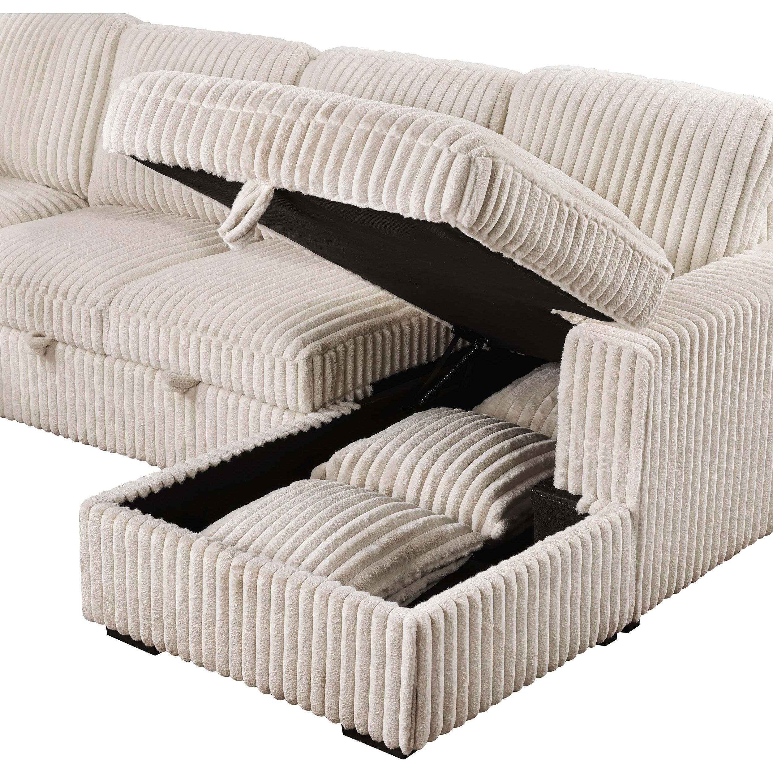  Coaster Furniture Devonshire 501205 Sleeper Sectional Sofa Storage Chaise - Camel IMAGE 16