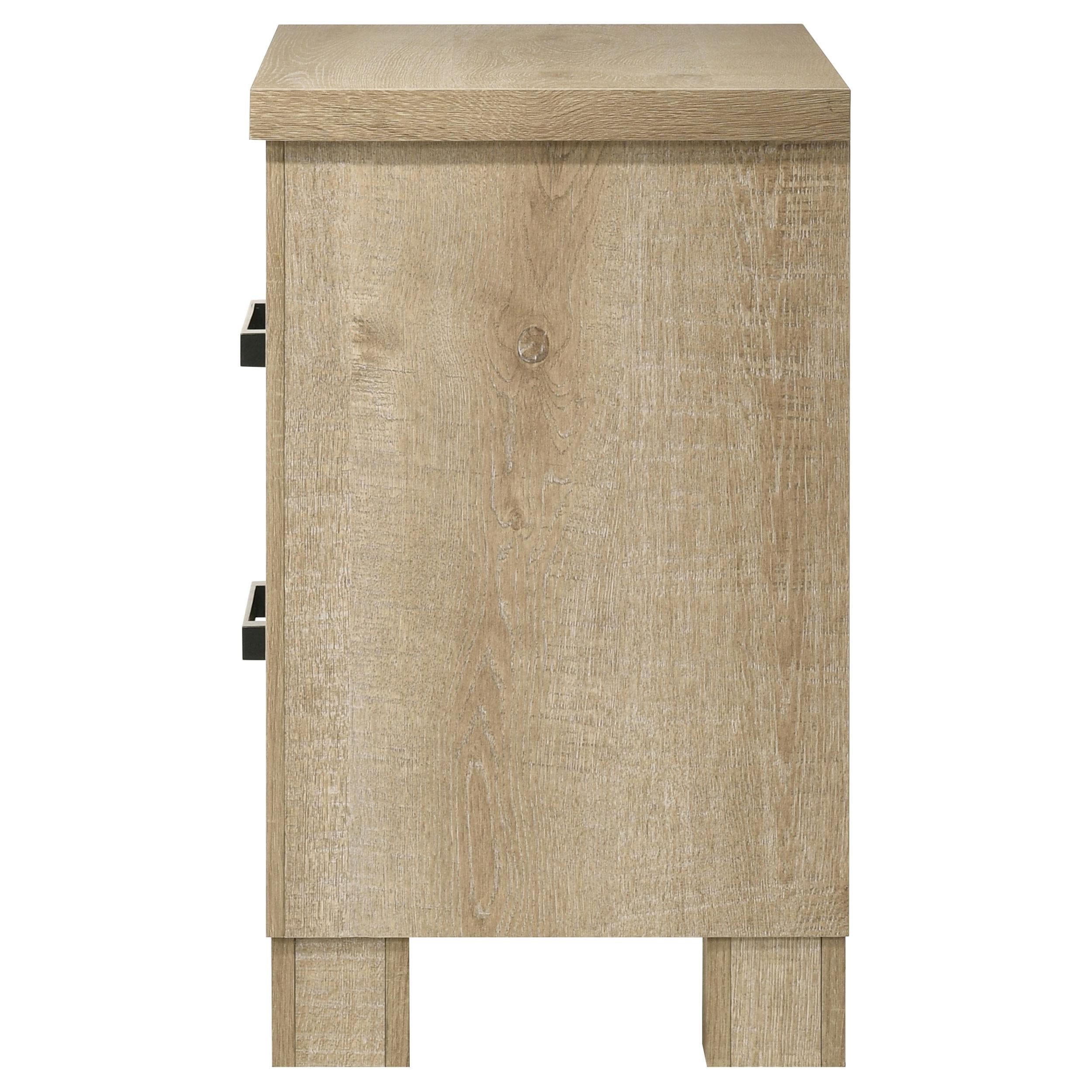  Coaster Furniture Oakglen 225102 2-drawer Nightstand Bedside Table - Weathered Oak IMAGE 5