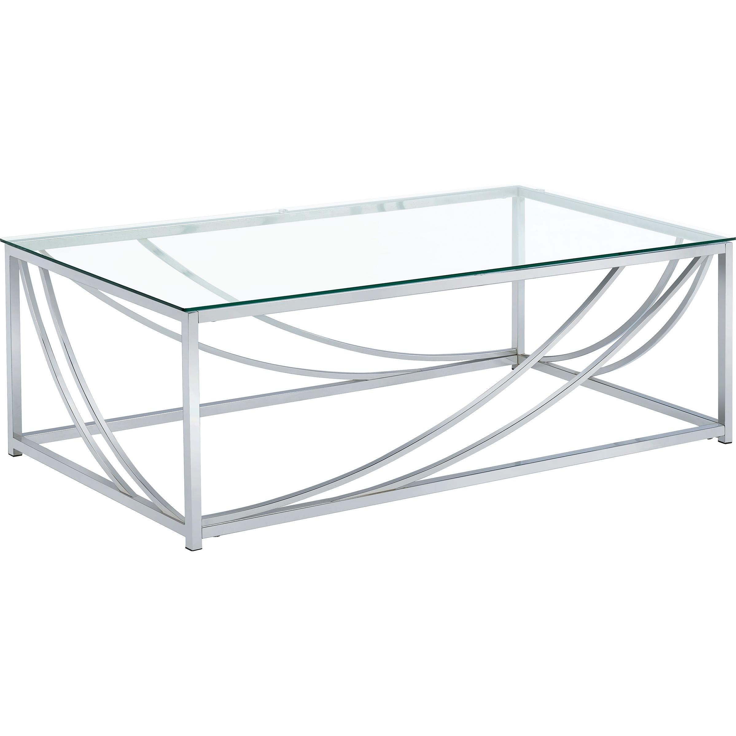  Coaster Furniture Lille 720498-S3 3-piece Glass Top Coffee And End Table Set - Chrome IMAGE 4