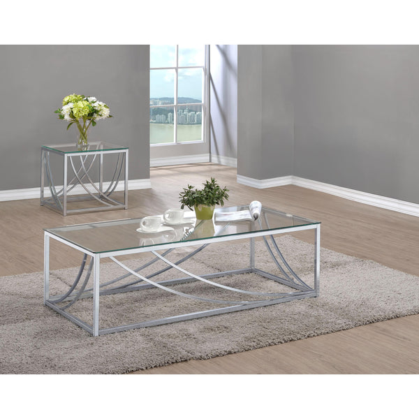 Coaster Furniture Lille 720498-S2 2-piece Glass Top Coffee And End Table Set - Chrome