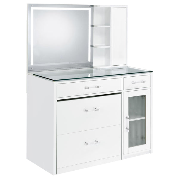 Coaster Furniture Flora 930218 2-drawer Vanity Set with LED Mirror - White High Gloss
