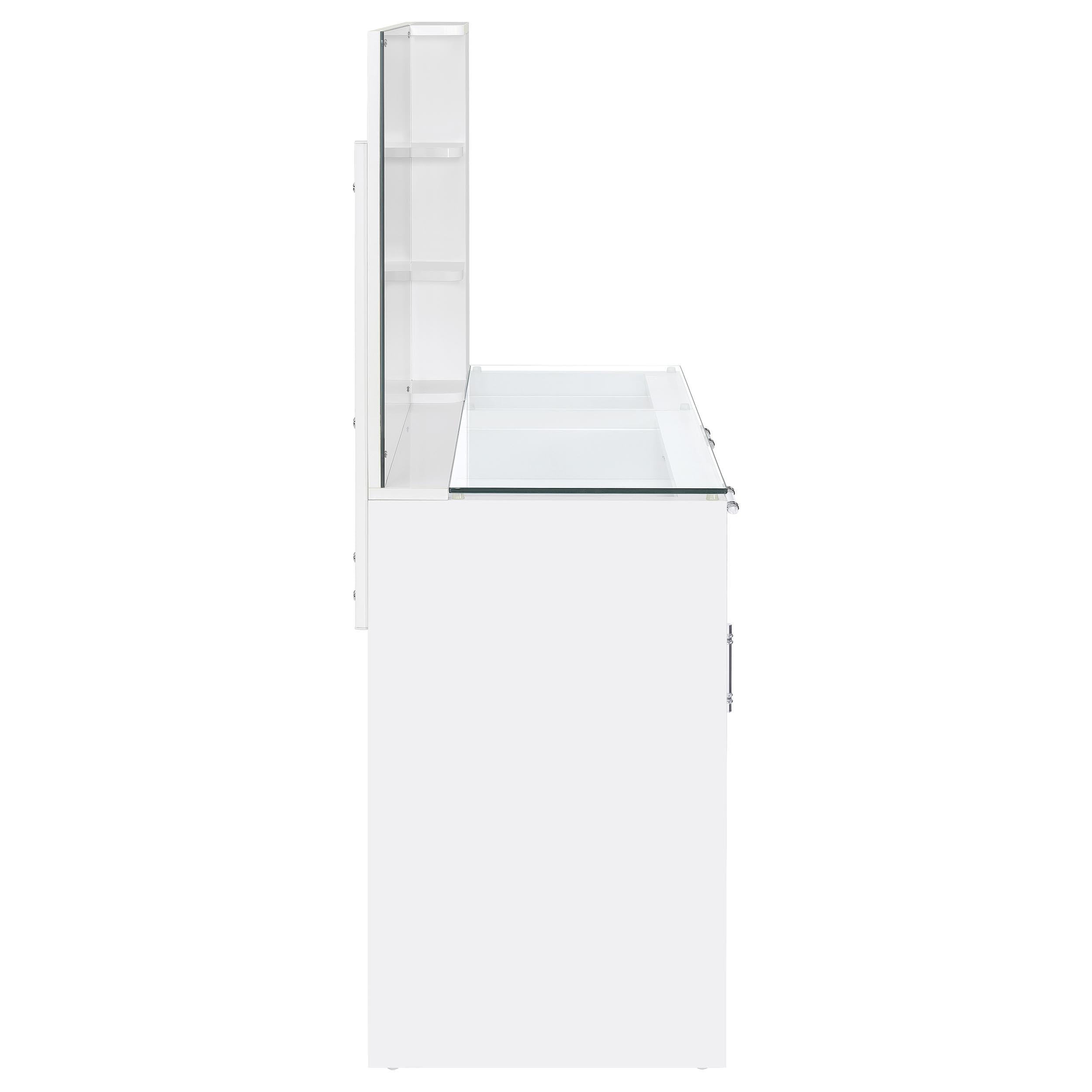  Coaster Furniture Flora 930218 2-drawer Vanity Set with LED Mirror - White High Gloss IMAGE 12