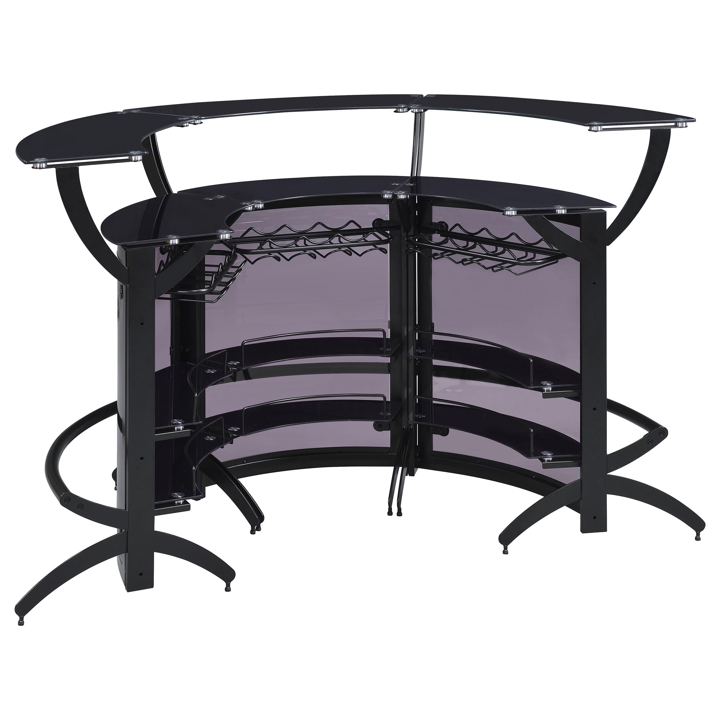  Coaster Furniture Dallas 182135-S3 3-piece Curved Freestanding Home Bar Cabinet - Black IMAGE 7
