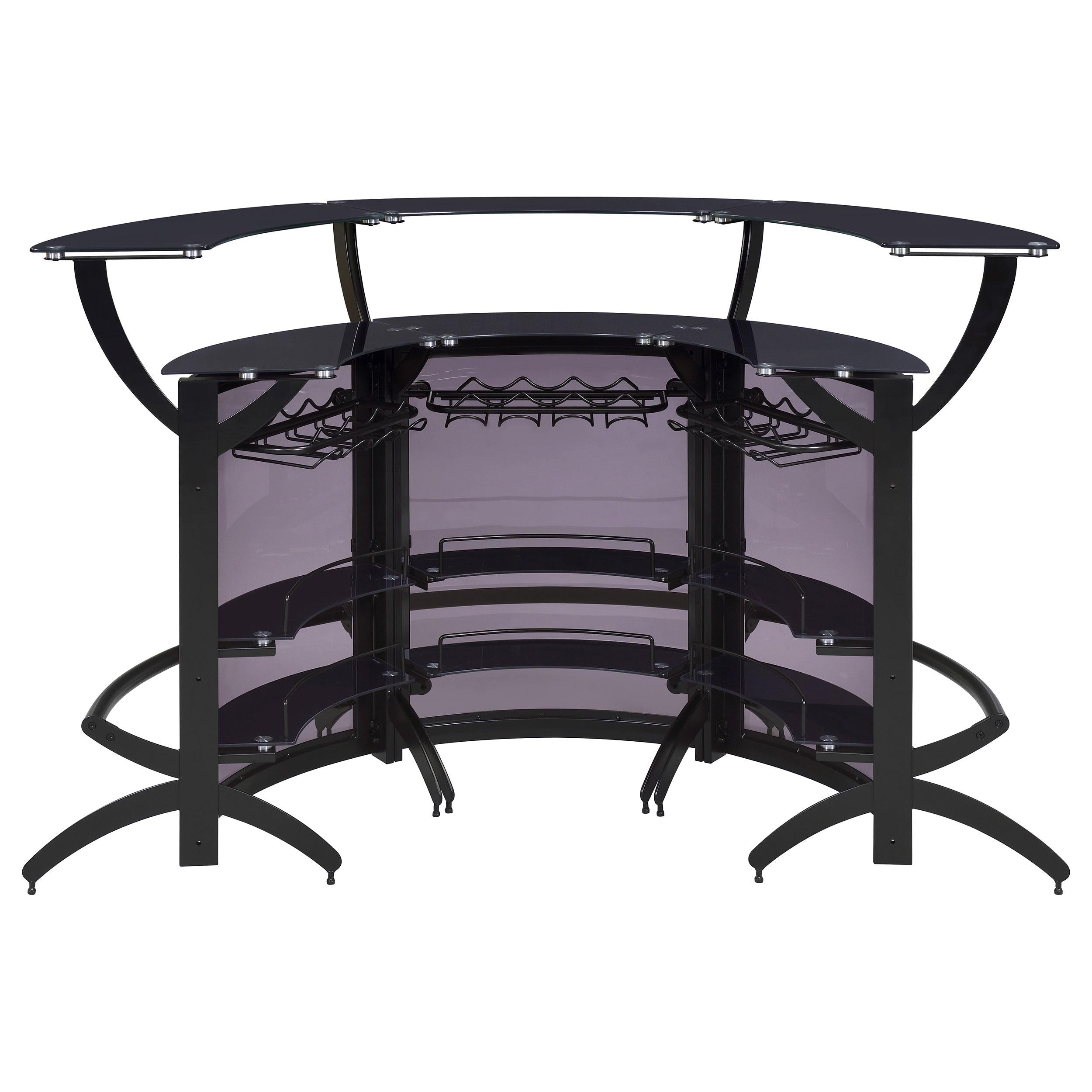  Coaster Furniture Dallas 182135-S3 3-piece Curved Freestanding Home Bar Cabinet - Black IMAGE 8