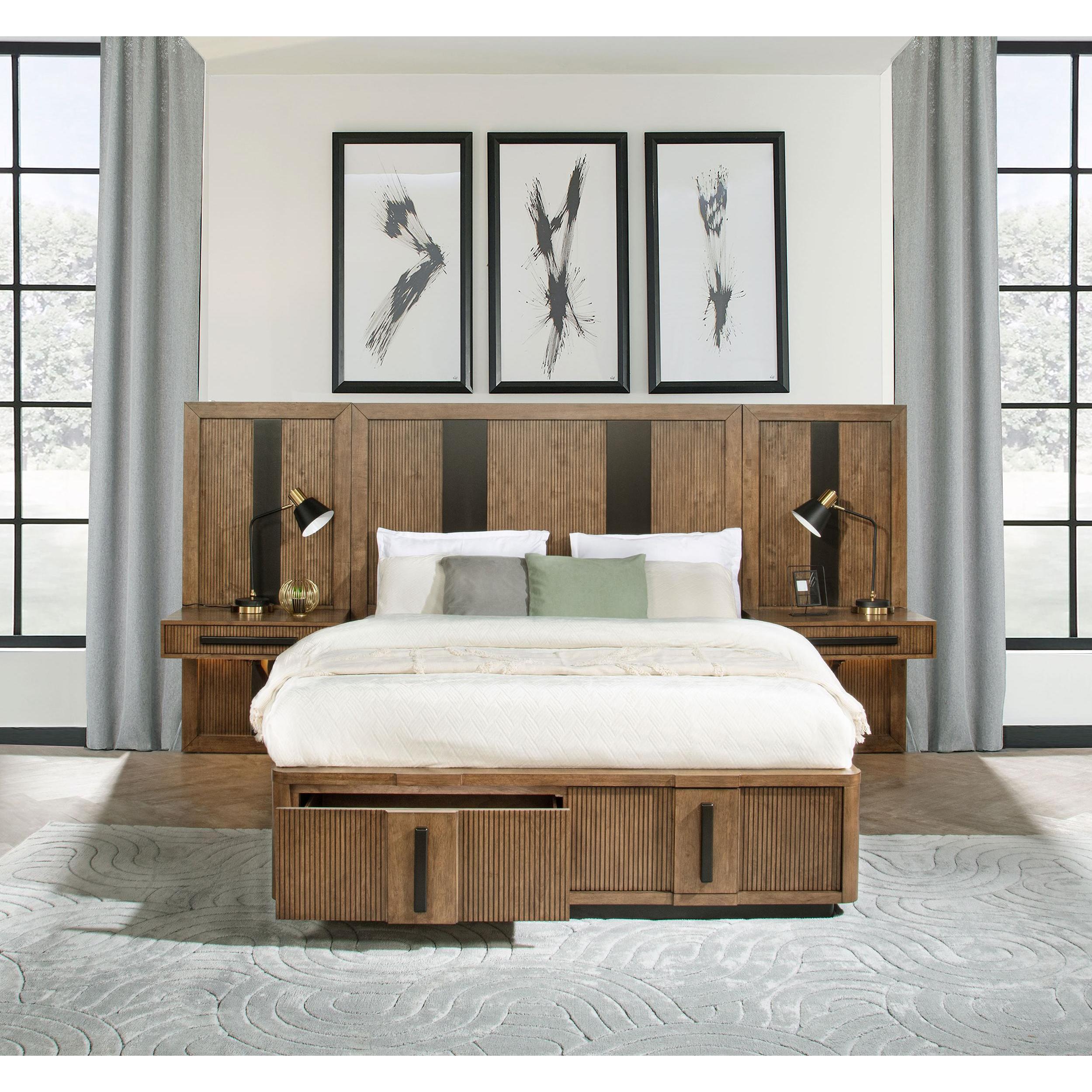  Size_California King --  Terrace 224900KW-S3P California King Wall Panel Storage Bed - Ash Brown IMAGE 2