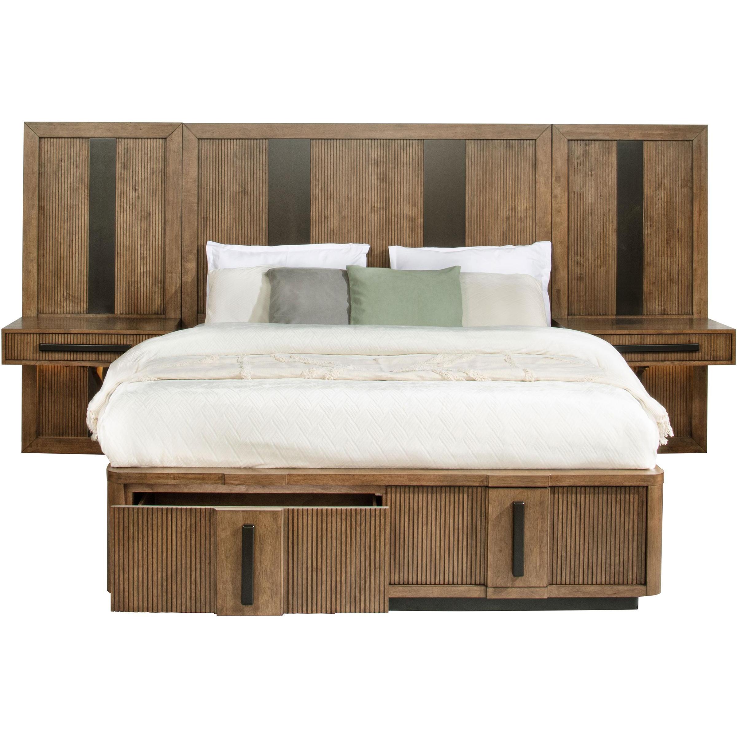  Size_California King --  Terrace 224900KW-S3P California King Wall Panel Storage Bed - Ash Brown IMAGE 3